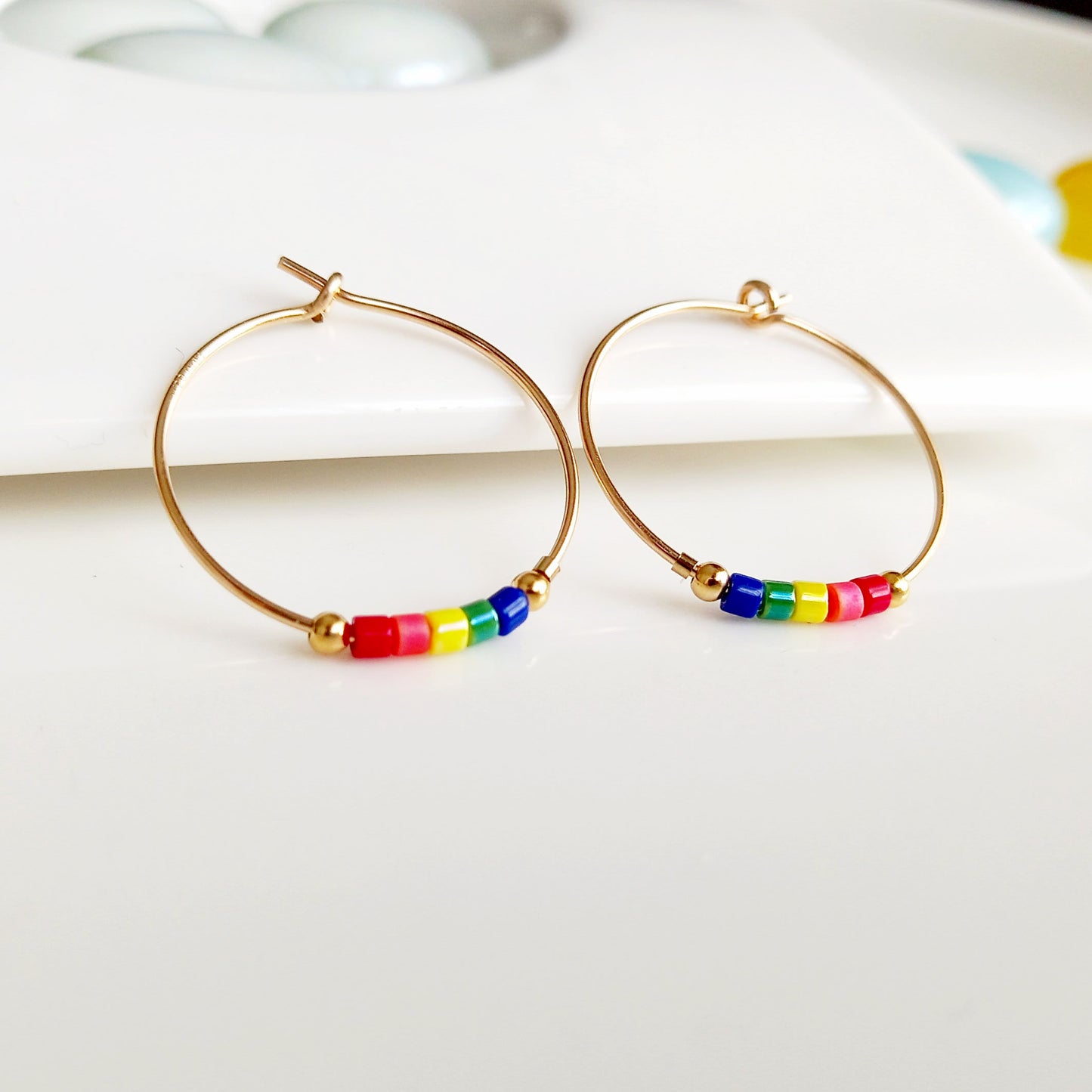 Boucles d’oreilles arc-en-ciel en or pour femme - Nicte