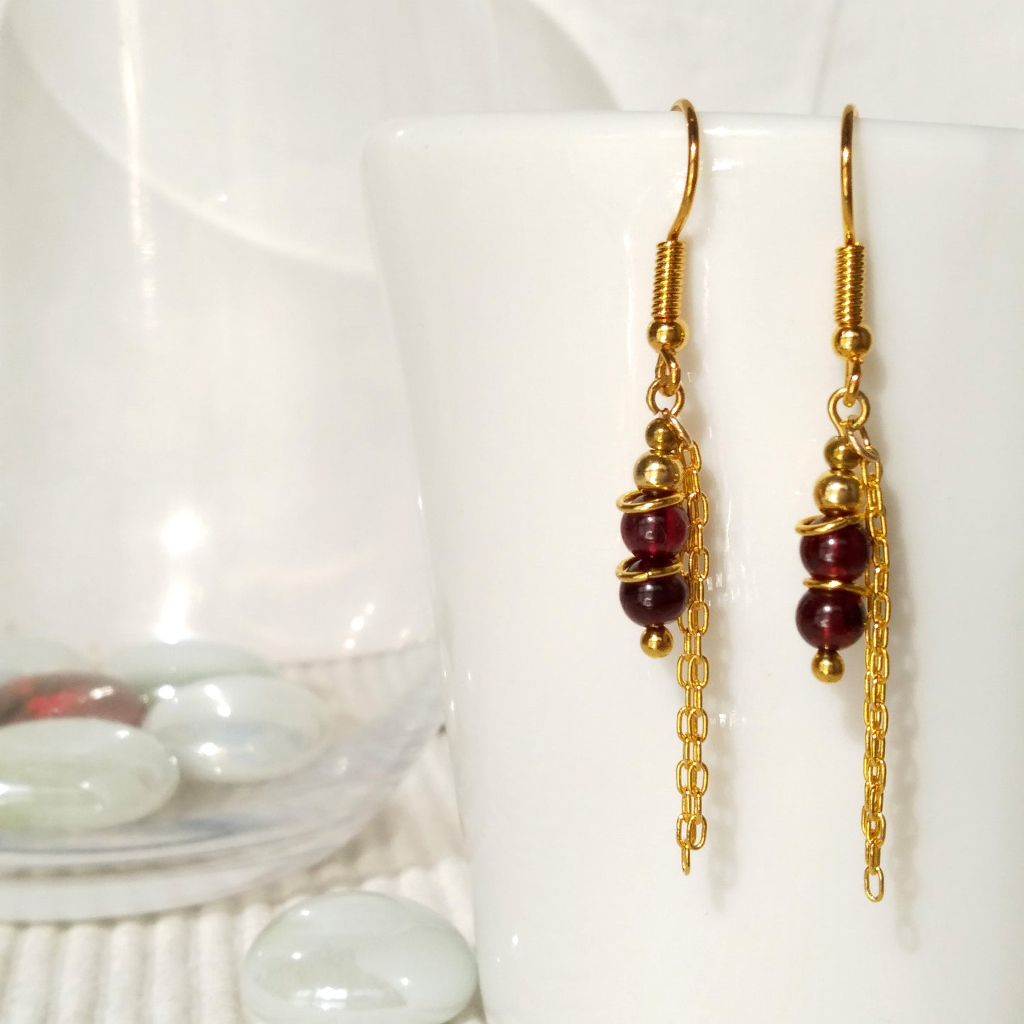 Boucles d’oreilles en grenat d’or - Nicte