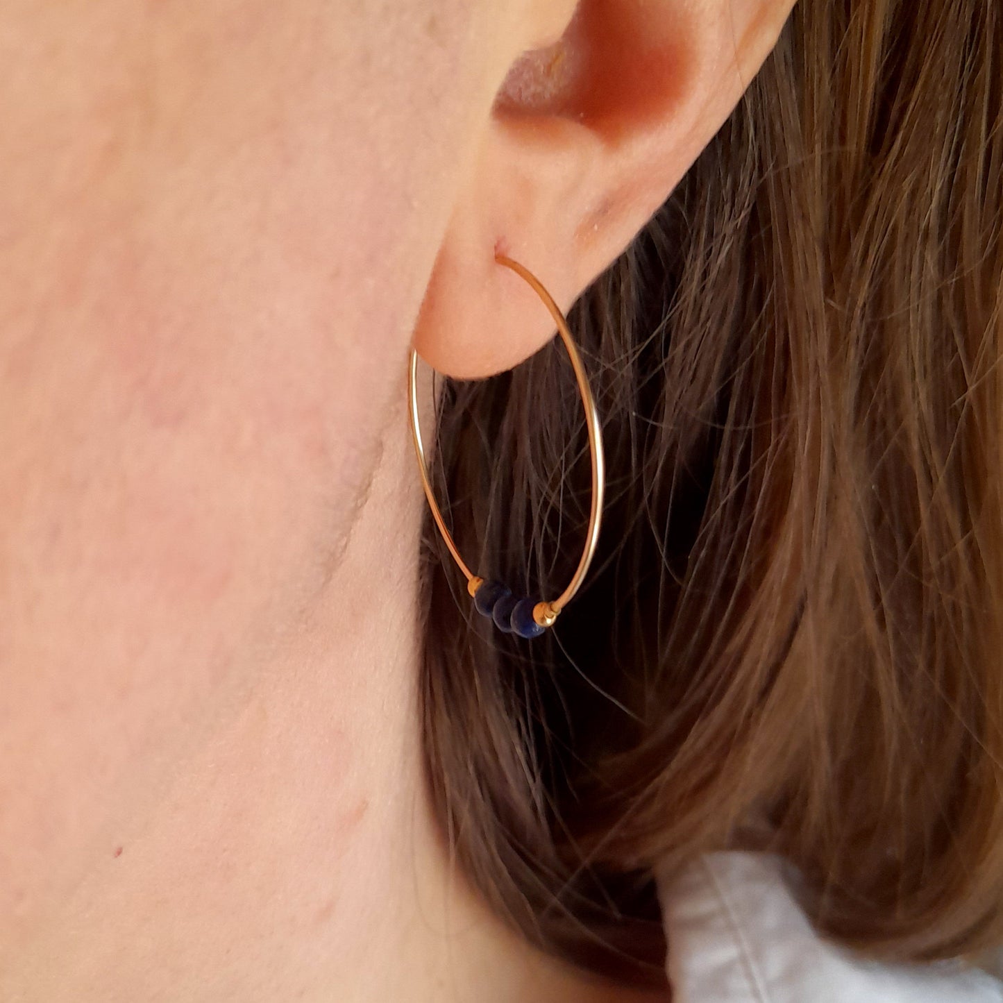 Boucles d’oreilles en or à gros cerceaux en pierres précieuses pour femme - Nicte