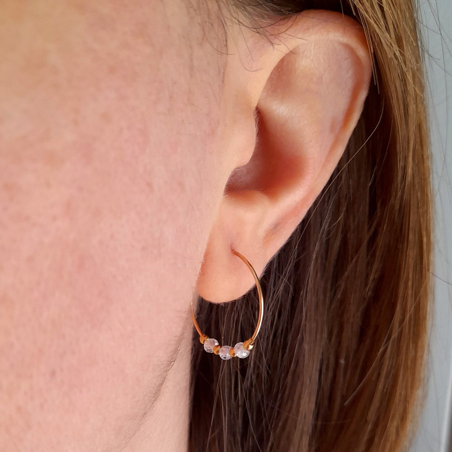 Boucles d'oreilles en zircon blanc doré pour femmes - Nicte