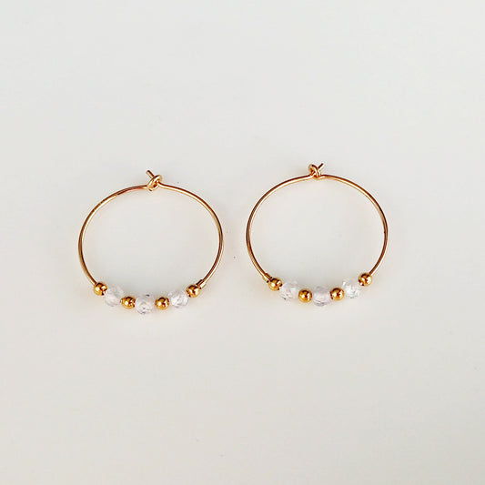 Boucles d'oreilles en zircon blanc doré pour femmes - Nicte