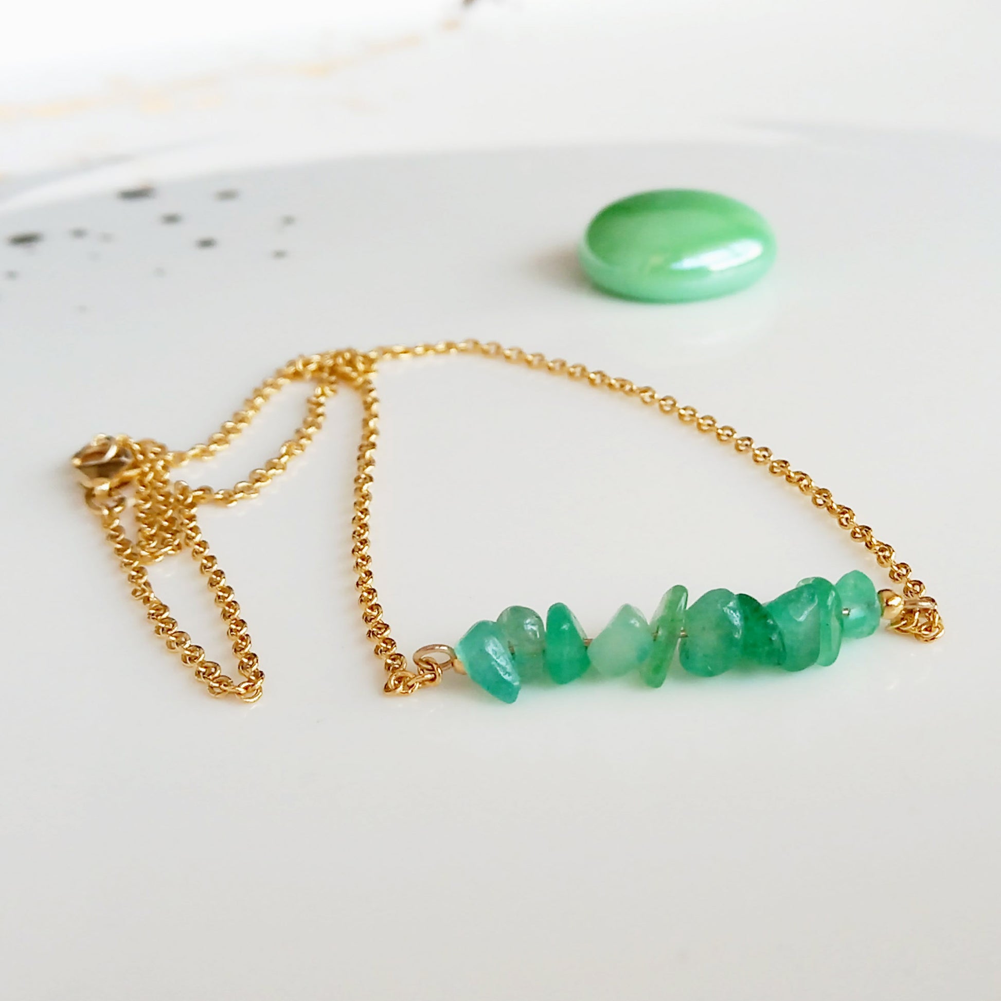 Collier aventurine brute rempli d’or 14 carats - Nicte