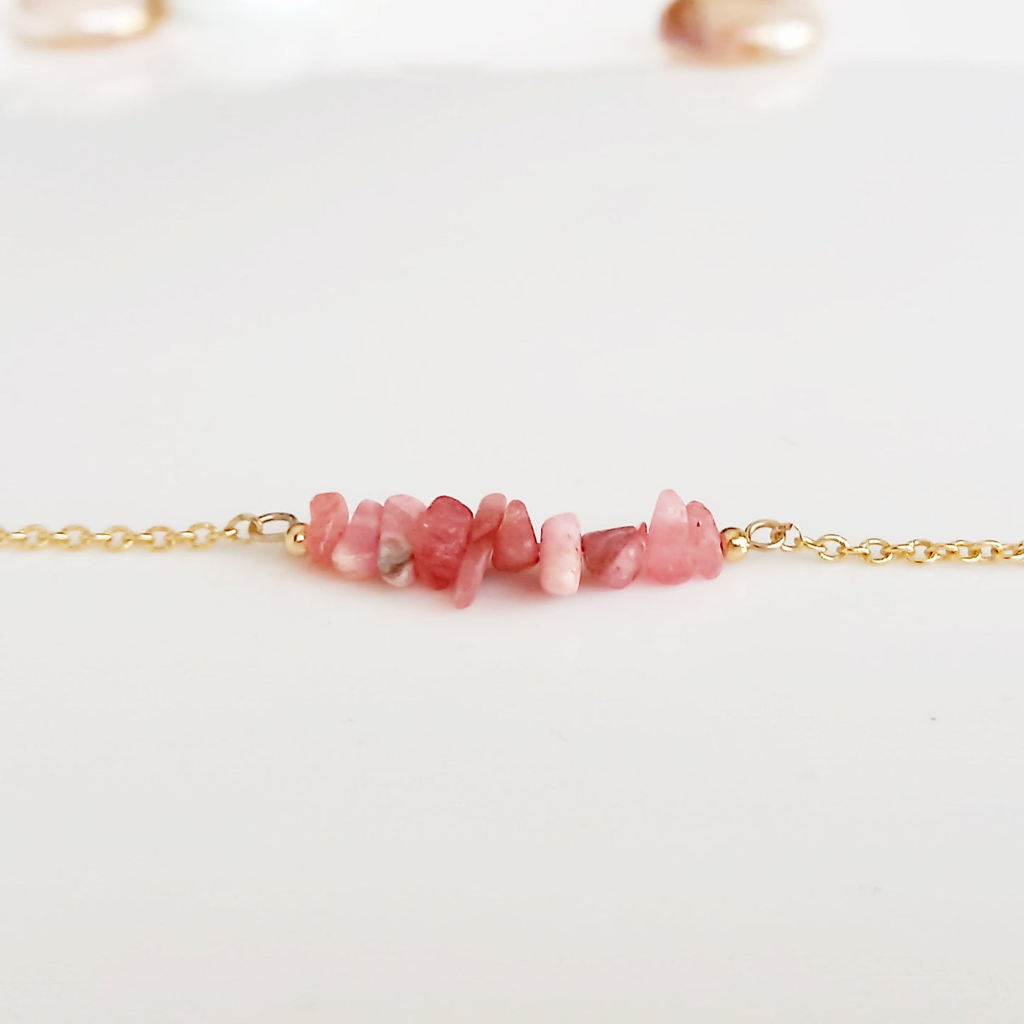 Collier choker en or rhodochrosite brut - Nicte