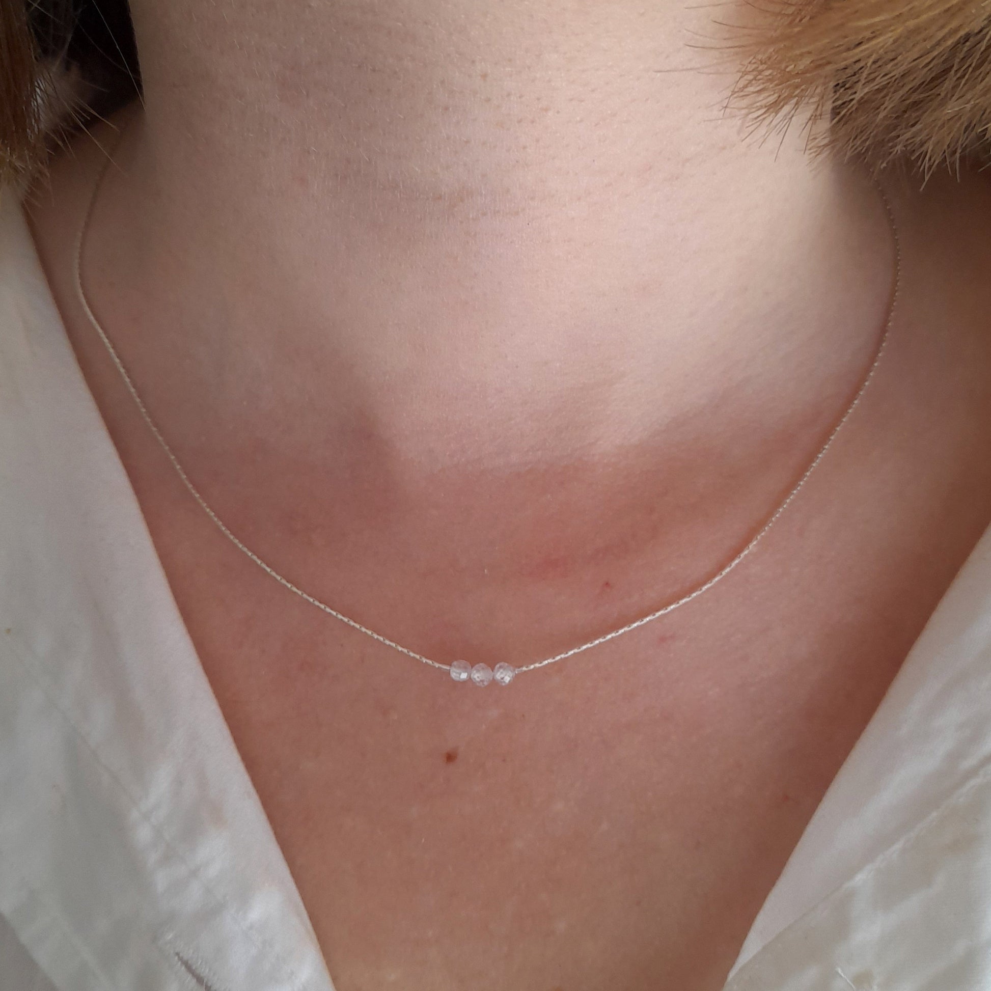 Collier court en zircon blanc - Nicte