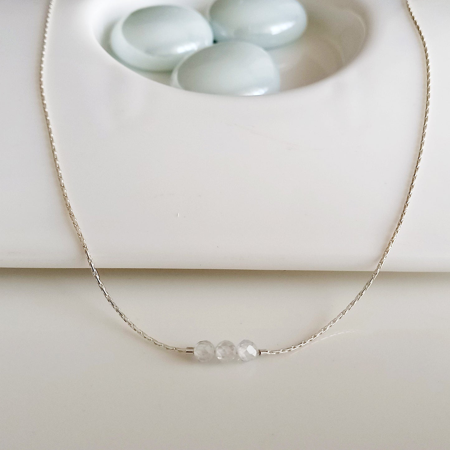 Collier court en zircon blanc - Nicte