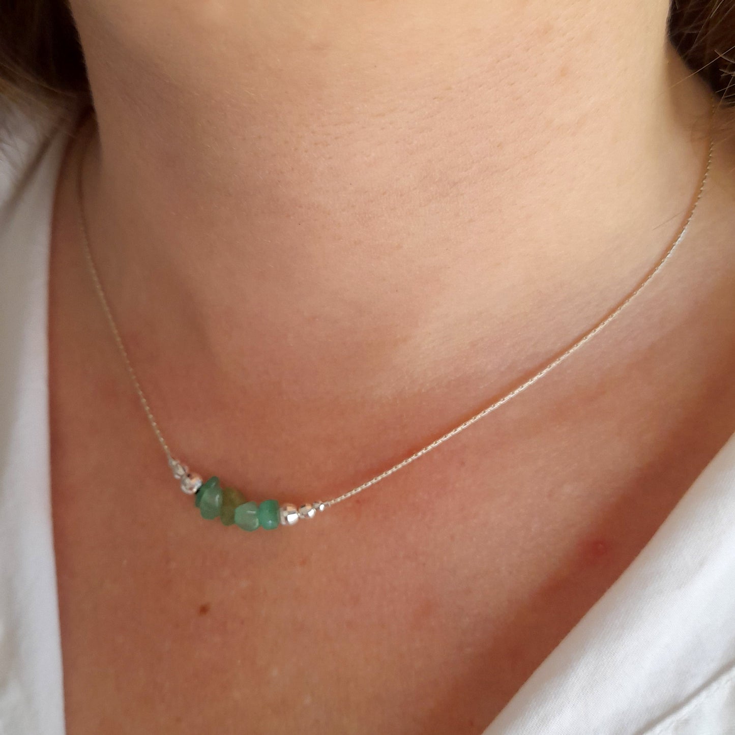 Collier d’aventurine brut argent - Nicte