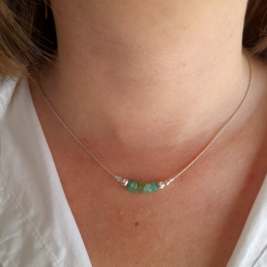 Collier d’aventurine brut argent - Nicte