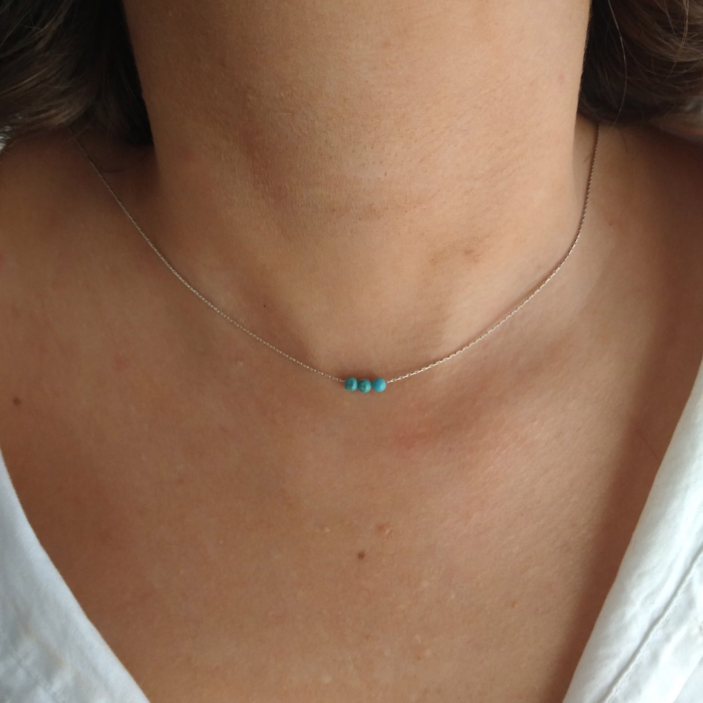 Collier de chaîne turquoise en argent sterling 925 - Nicte