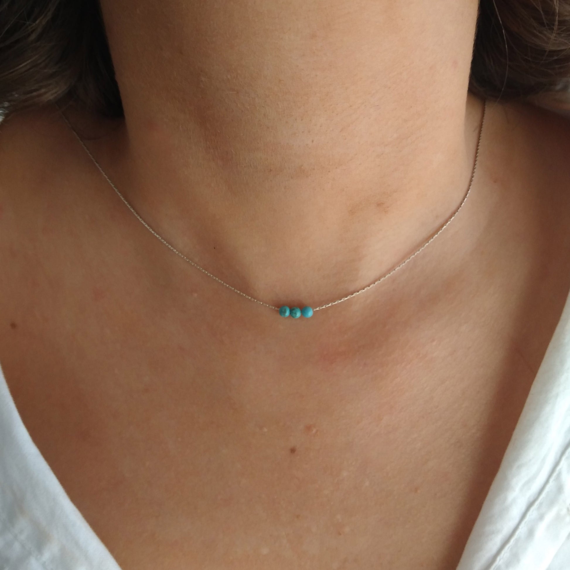 Collier de chaîne turquoise en argent sterling 925 - Nicte