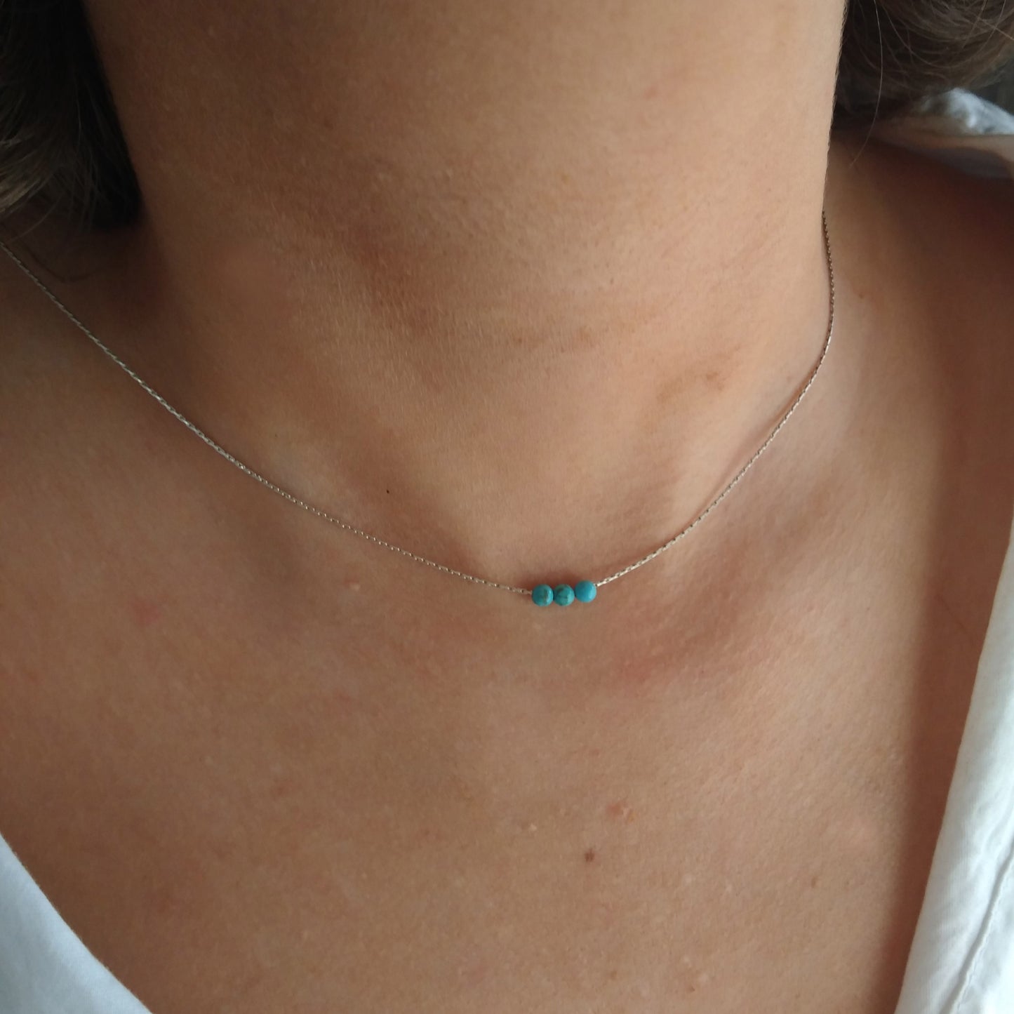 Collier de chaîne turquoise en argent sterling 925 - Nicte