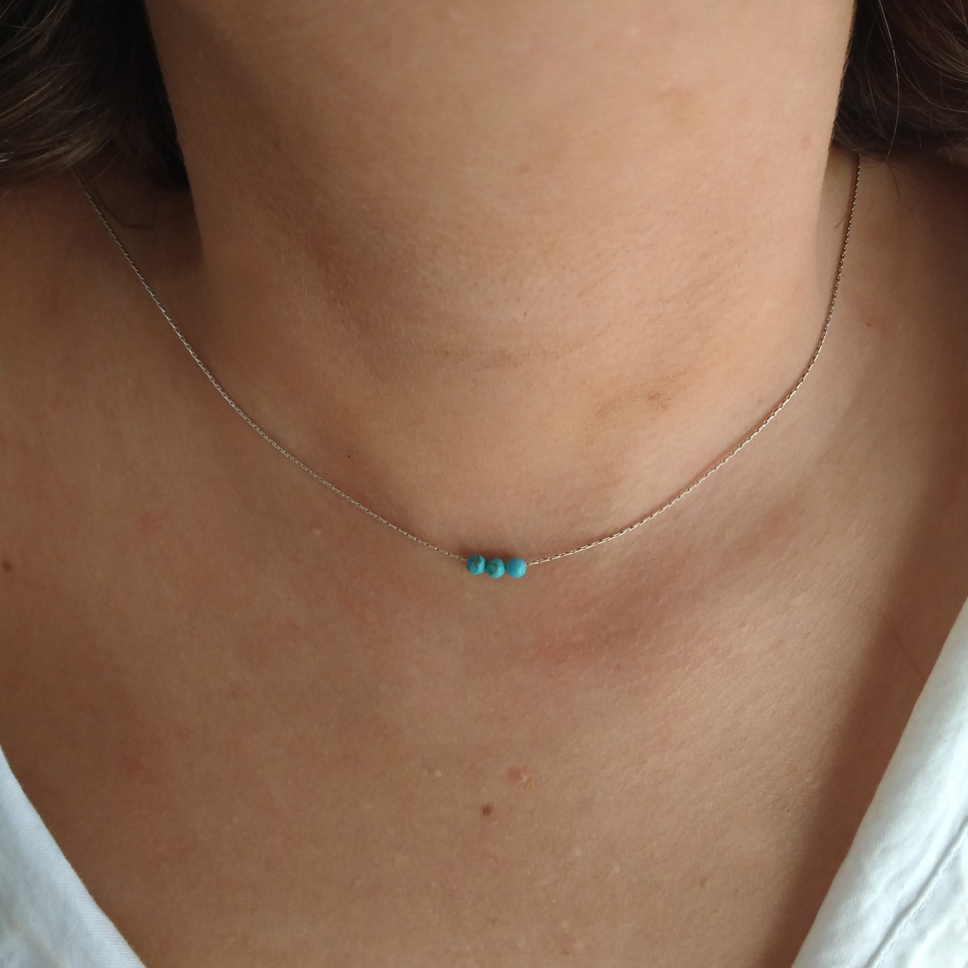 Collier de chaîne turquoise en argent sterling 925 - Nicte