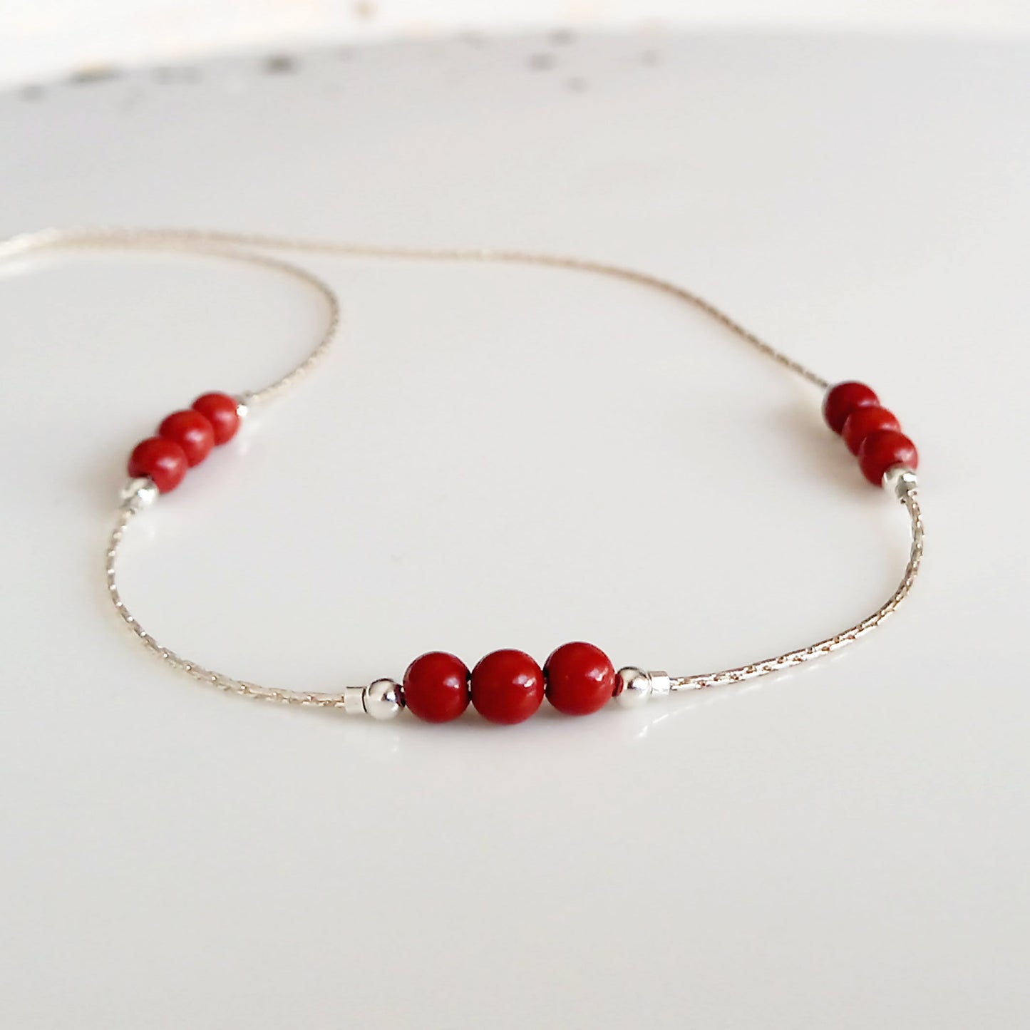 Collier de jaspe rouge en argent sterling - Nicte