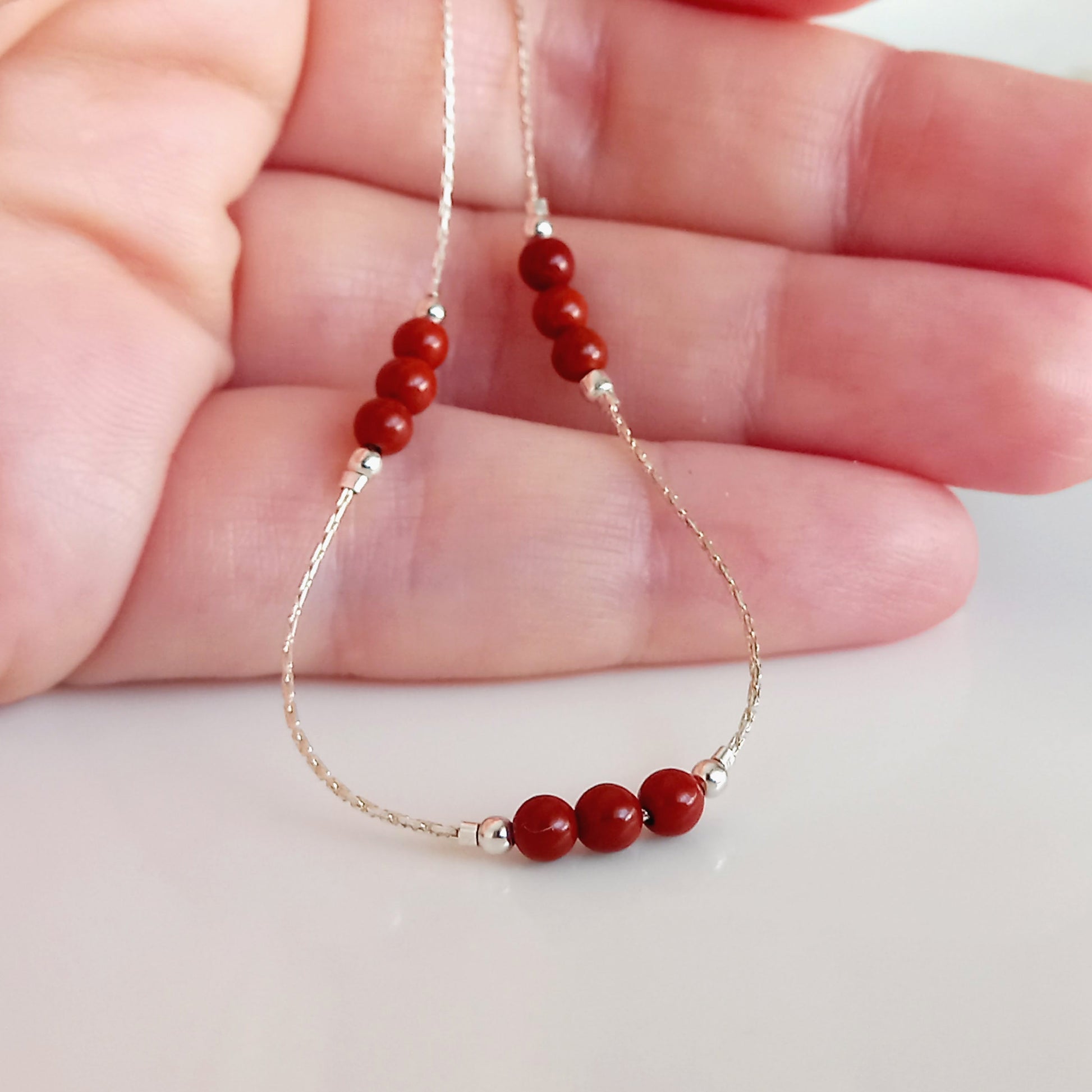 Collier de jaspe rouge en argent sterling - Nicte