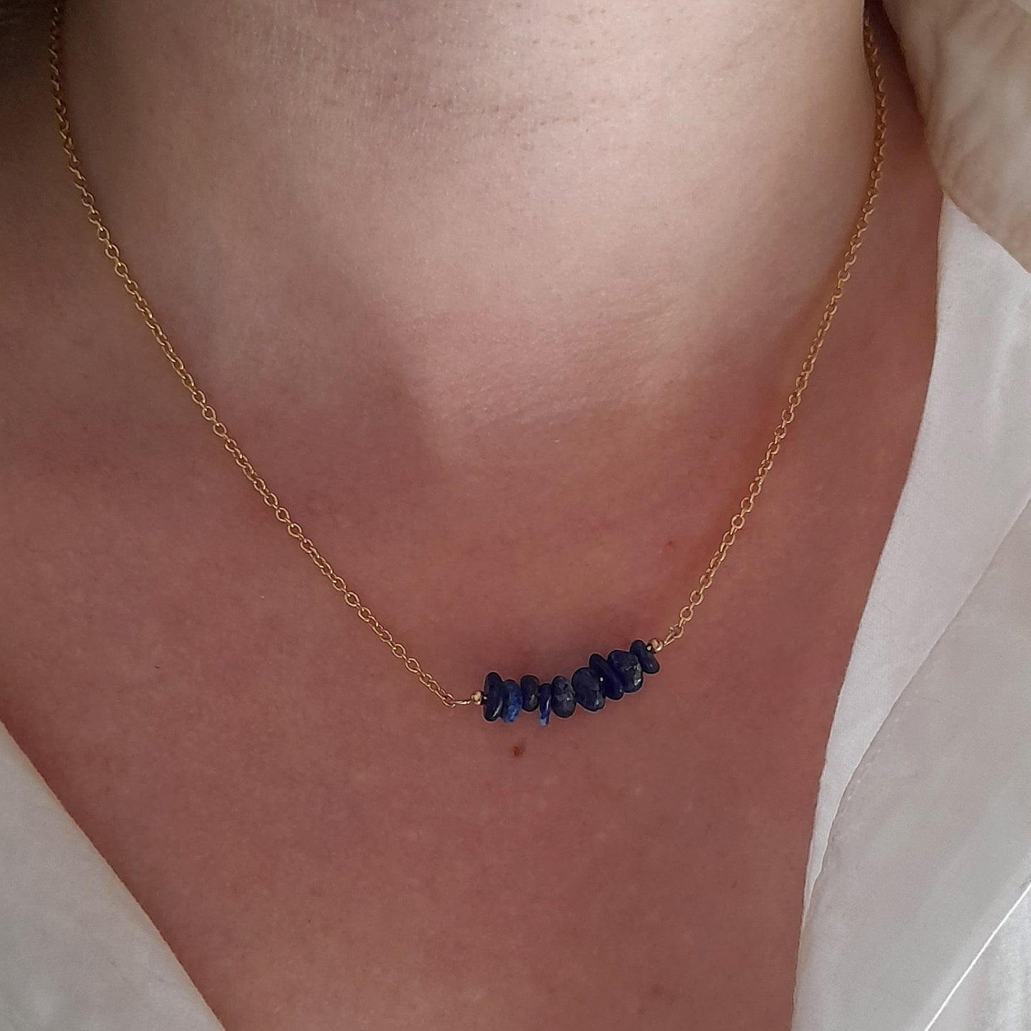 Collier de pierre de naissance de septembre lapis-lazuli brut - Nicte