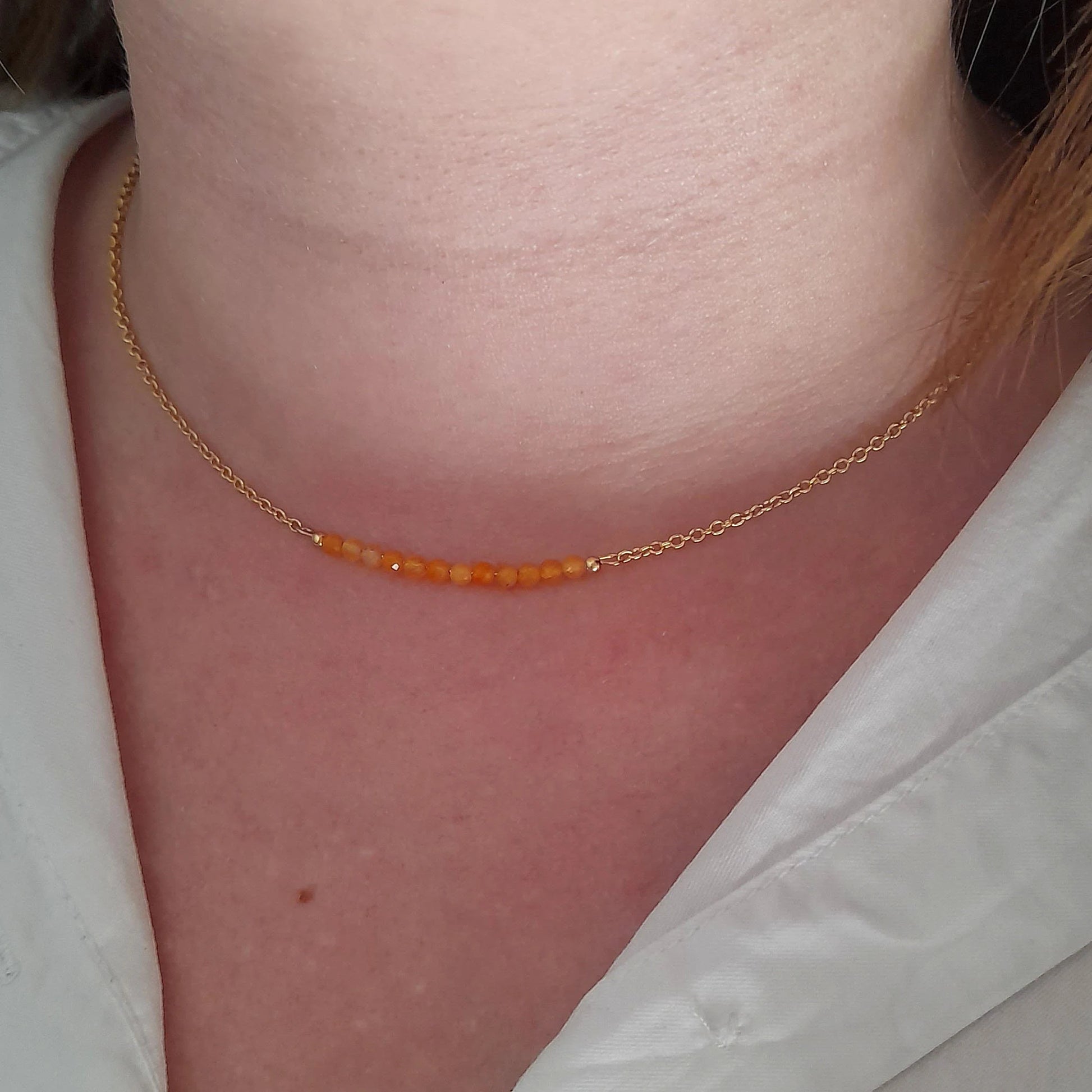 Collier de pierres précieuses rempli d’or d’aventurine orange - Nicte