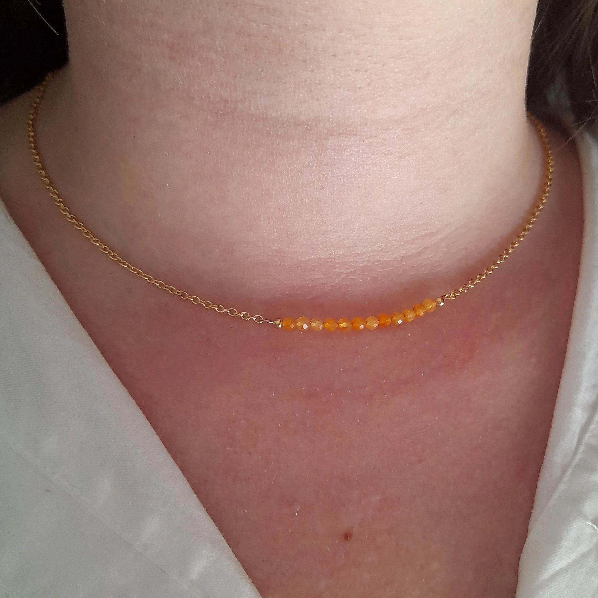 Collier de pierres précieuses rempli d’or d’aventurine orange - Nicte