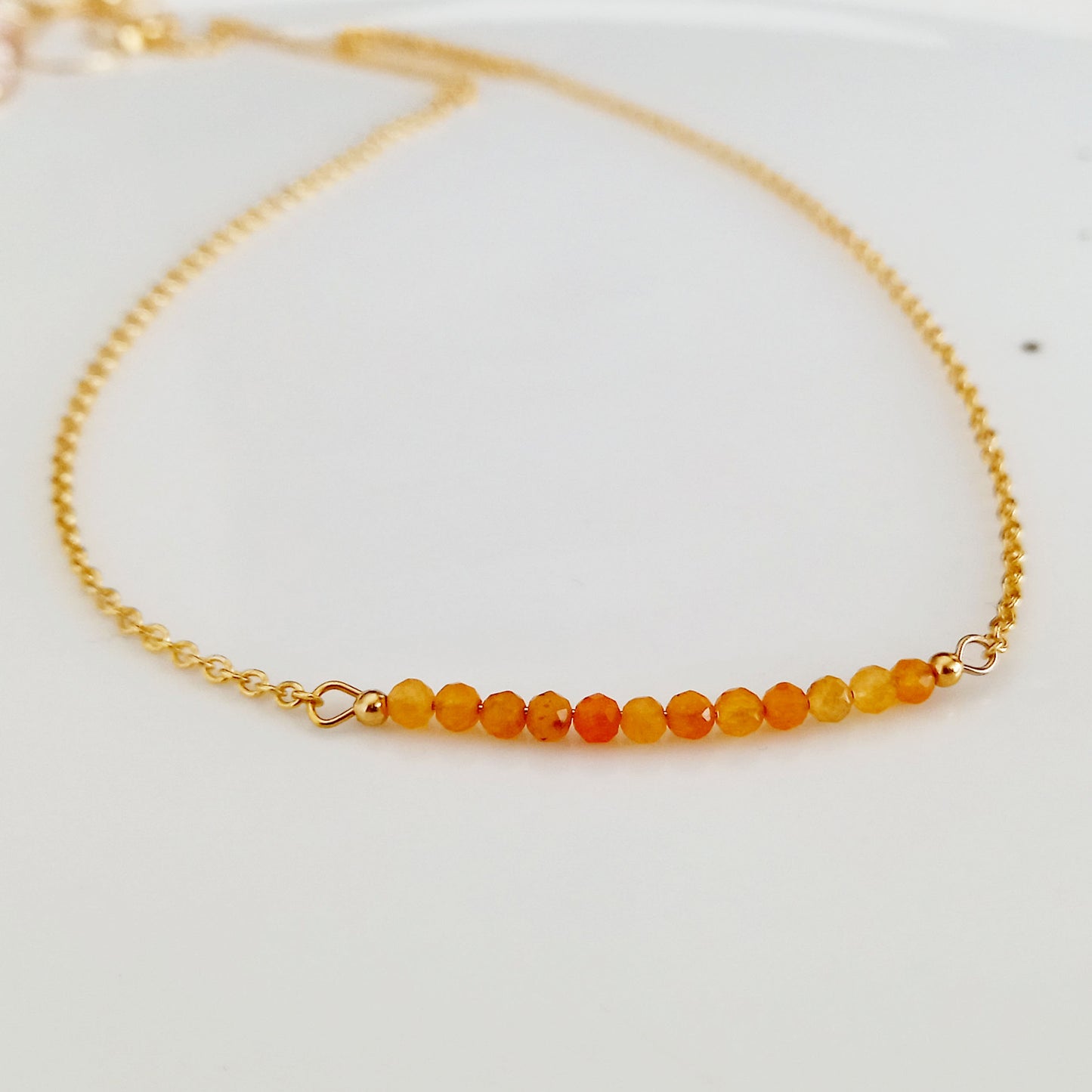 Collier de pierres précieuses rempli d’or d’aventurine orange - Nicte