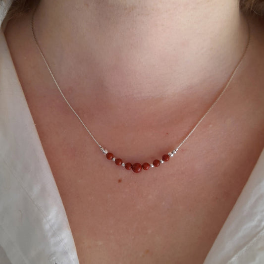 Collier en argent 925 jaspe rouge - Nicte