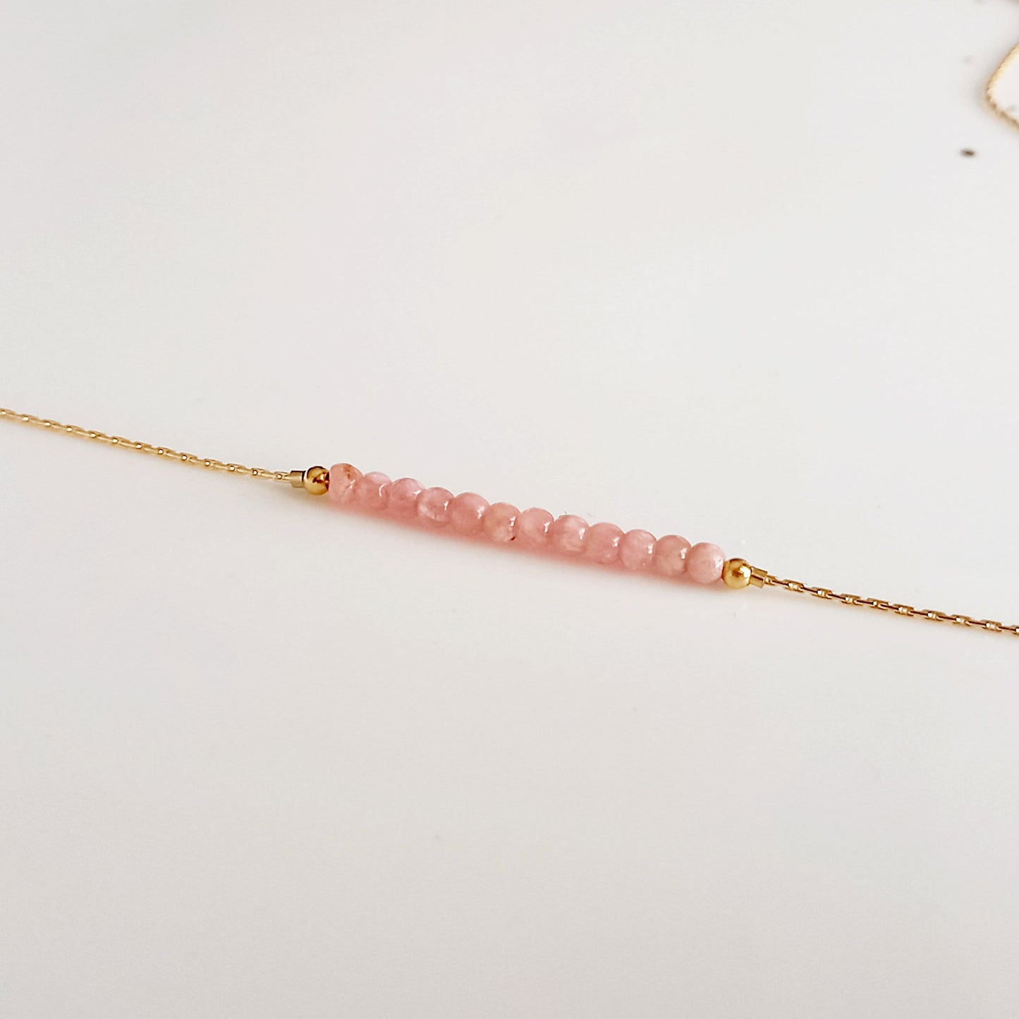 Collier perlé de rhodochrosite d’or - Nicte