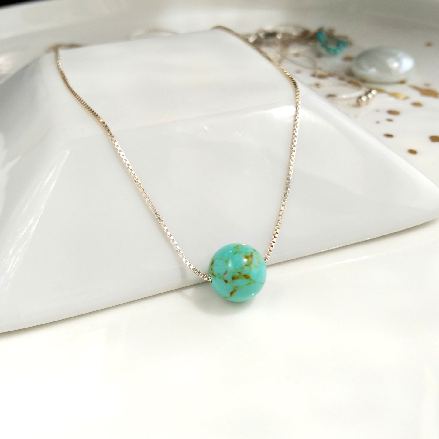 Collier turquoise authentique en argent sterling 925 - Nicte