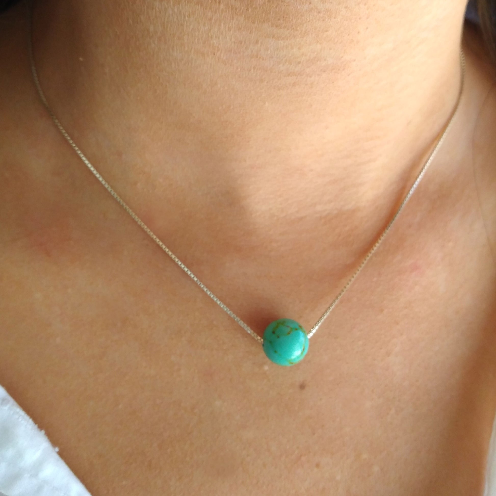 Collier turquoise authentique en argent sterling 925 - Nicte