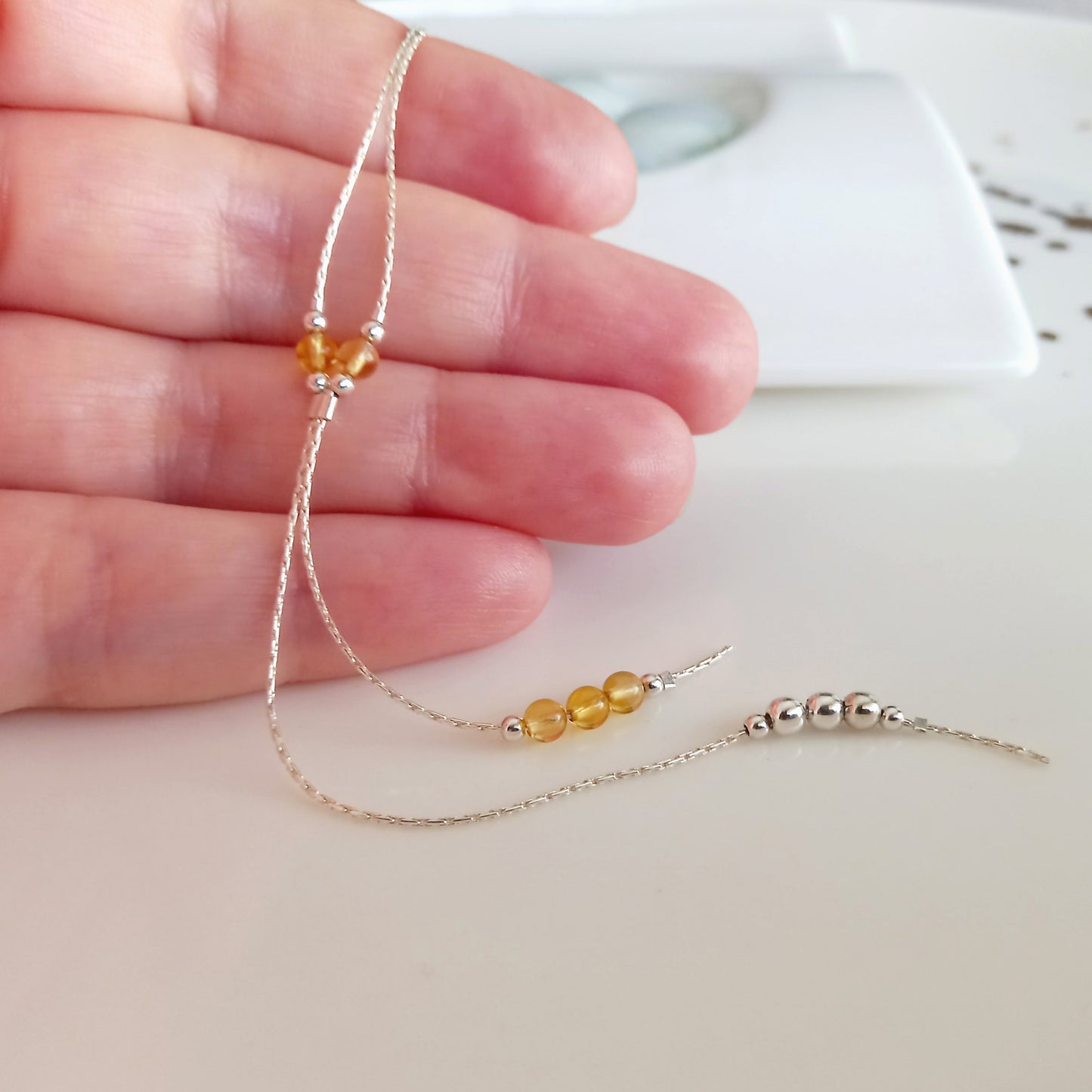 Lariat citrine novembre collier de pierre de naissance - Nicte