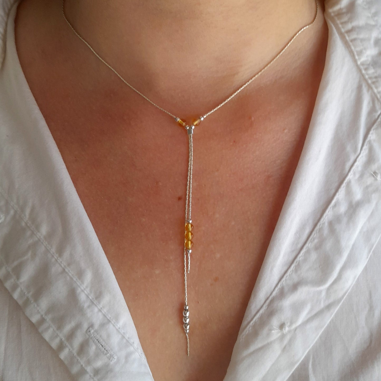 Lariat citrine novembre collier de pierre de naissance - Nicte