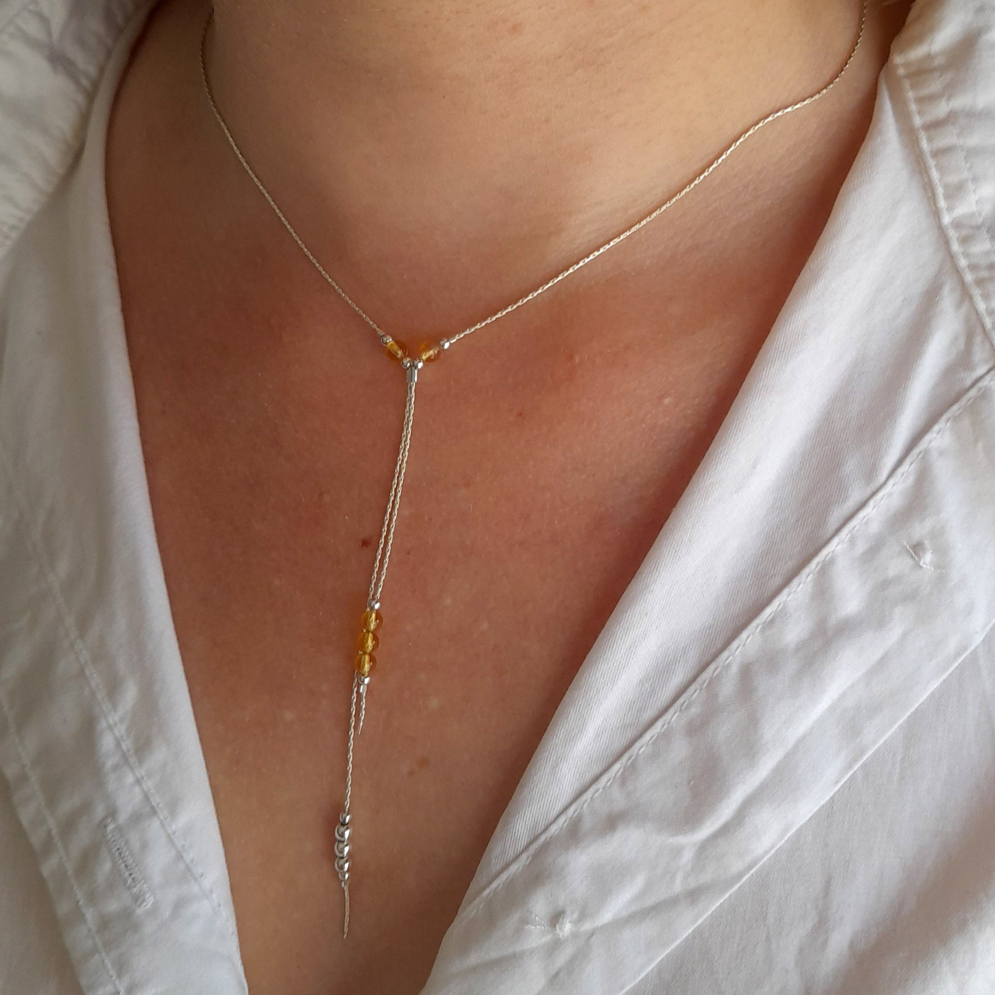 Lariat citrine novembre collier de pierre de naissance - Nicte