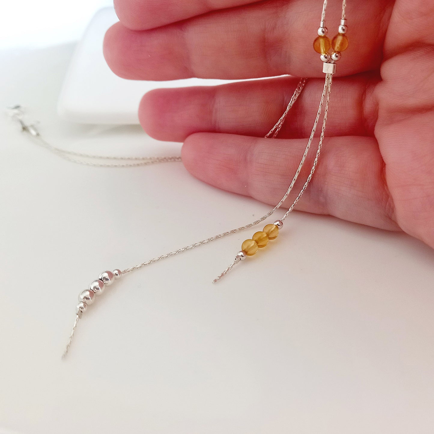 Lariat citrine novembre collier de pierre de naissance - Nicte