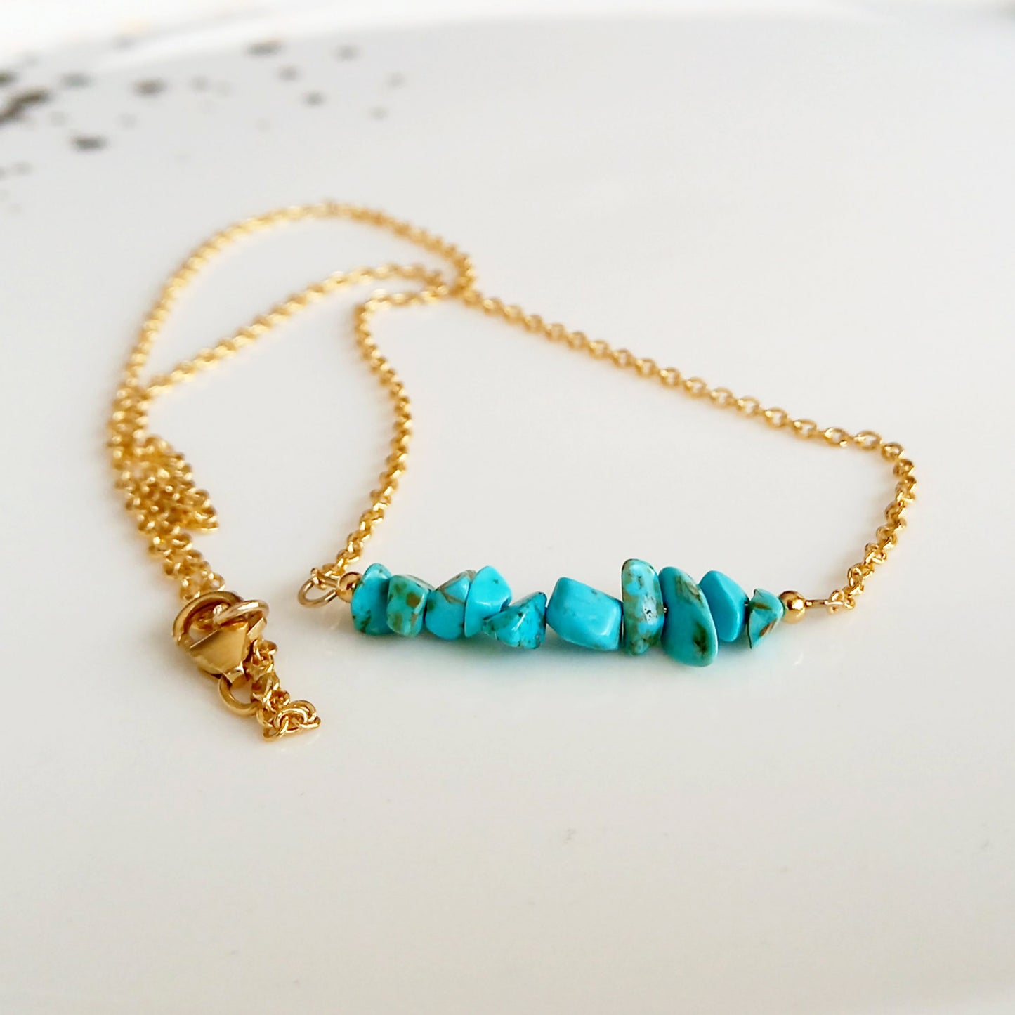 Collier en or barre turquoise brut - Nicte