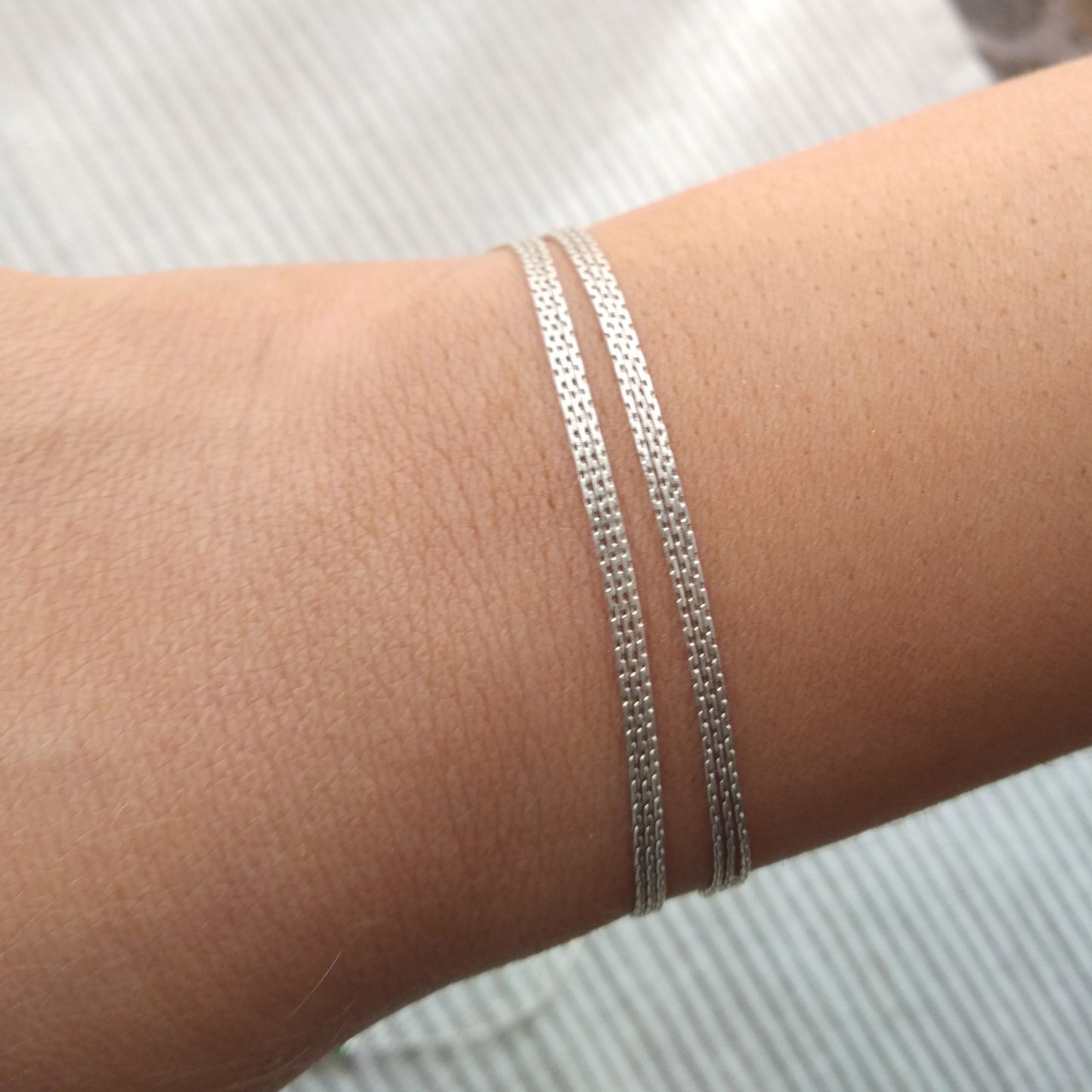 Bracelet en argent sterling perlé pile - Nicte