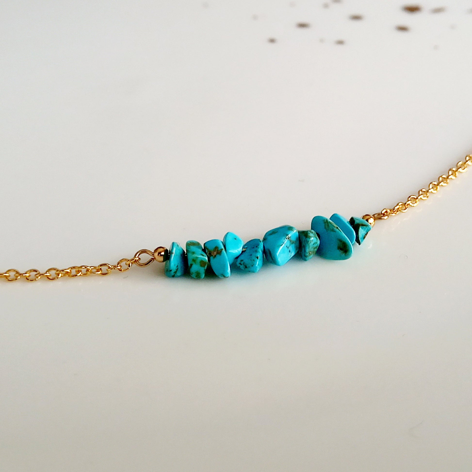 Bracelet bleu turquoise en pierre brute - Nicte