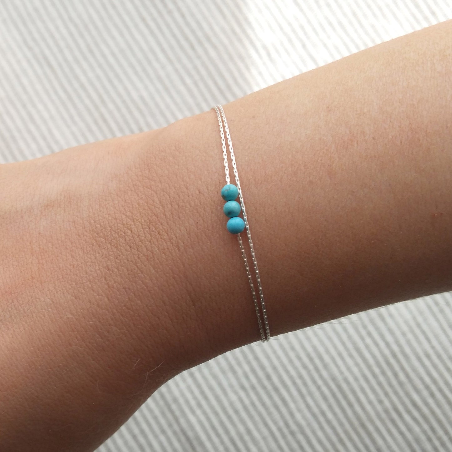 Bracelet boule en argent sterling 925 turquoise - Nicte