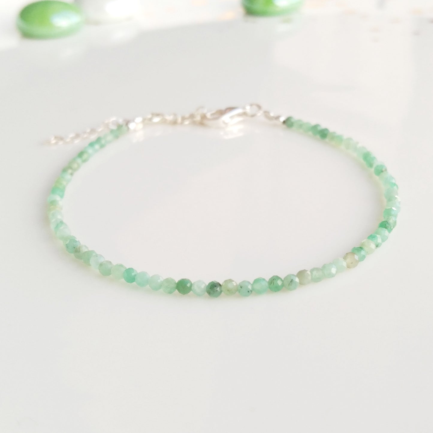 Bracelet de pierres précieuses émeraude verte - Nicte