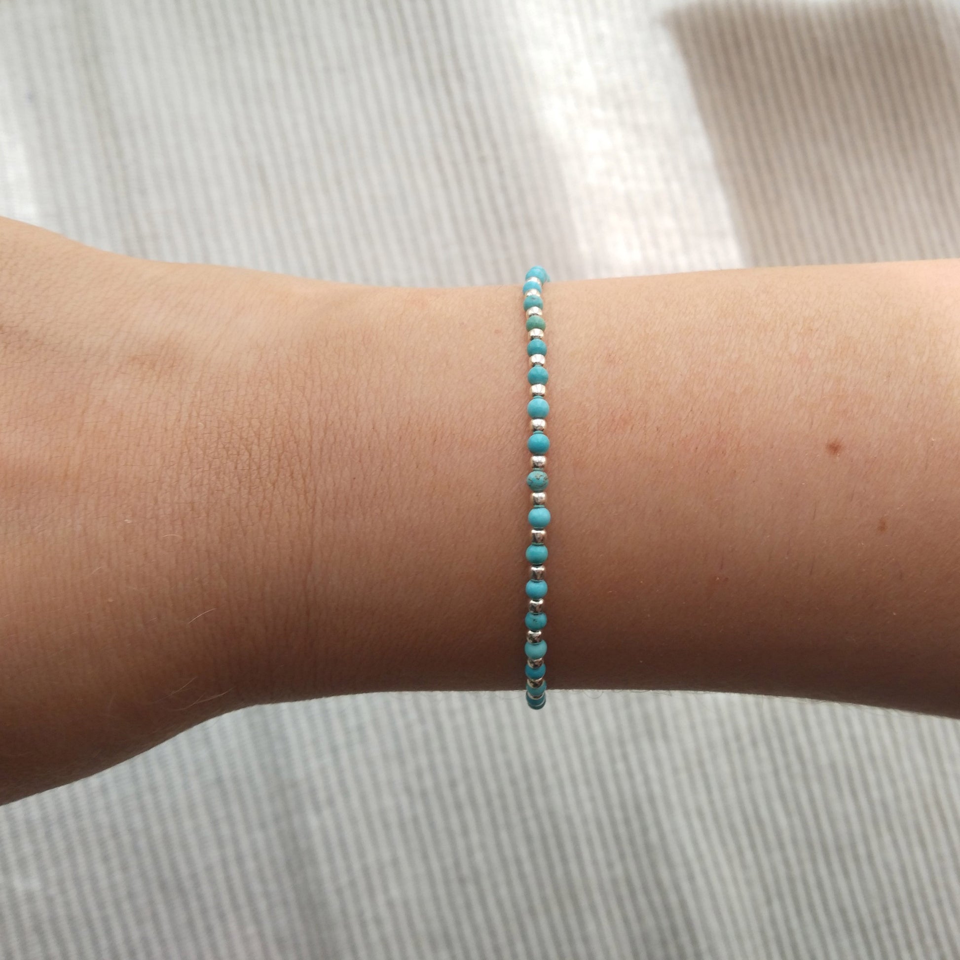 Bracelet délicat en argent turquoise - Nicte