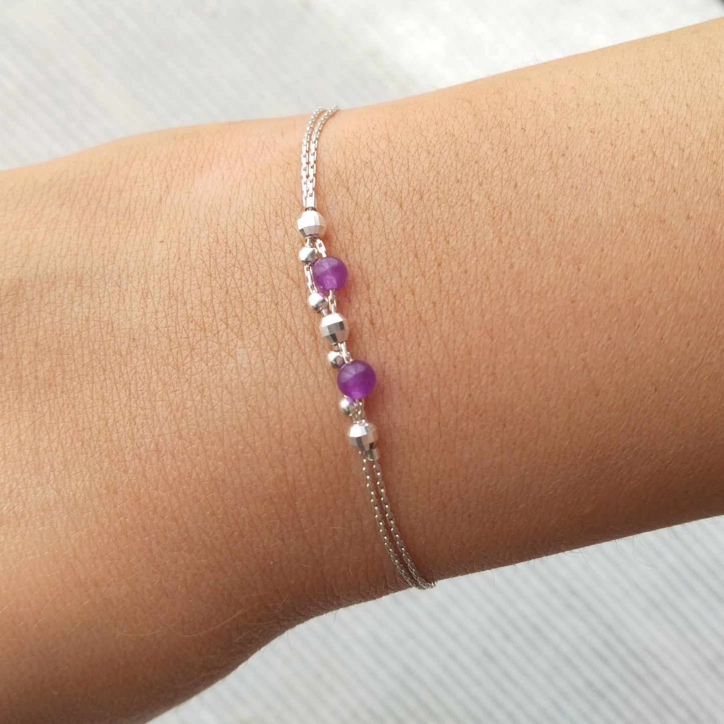 Bracelet en argent améthyste en chaîne - Nicte