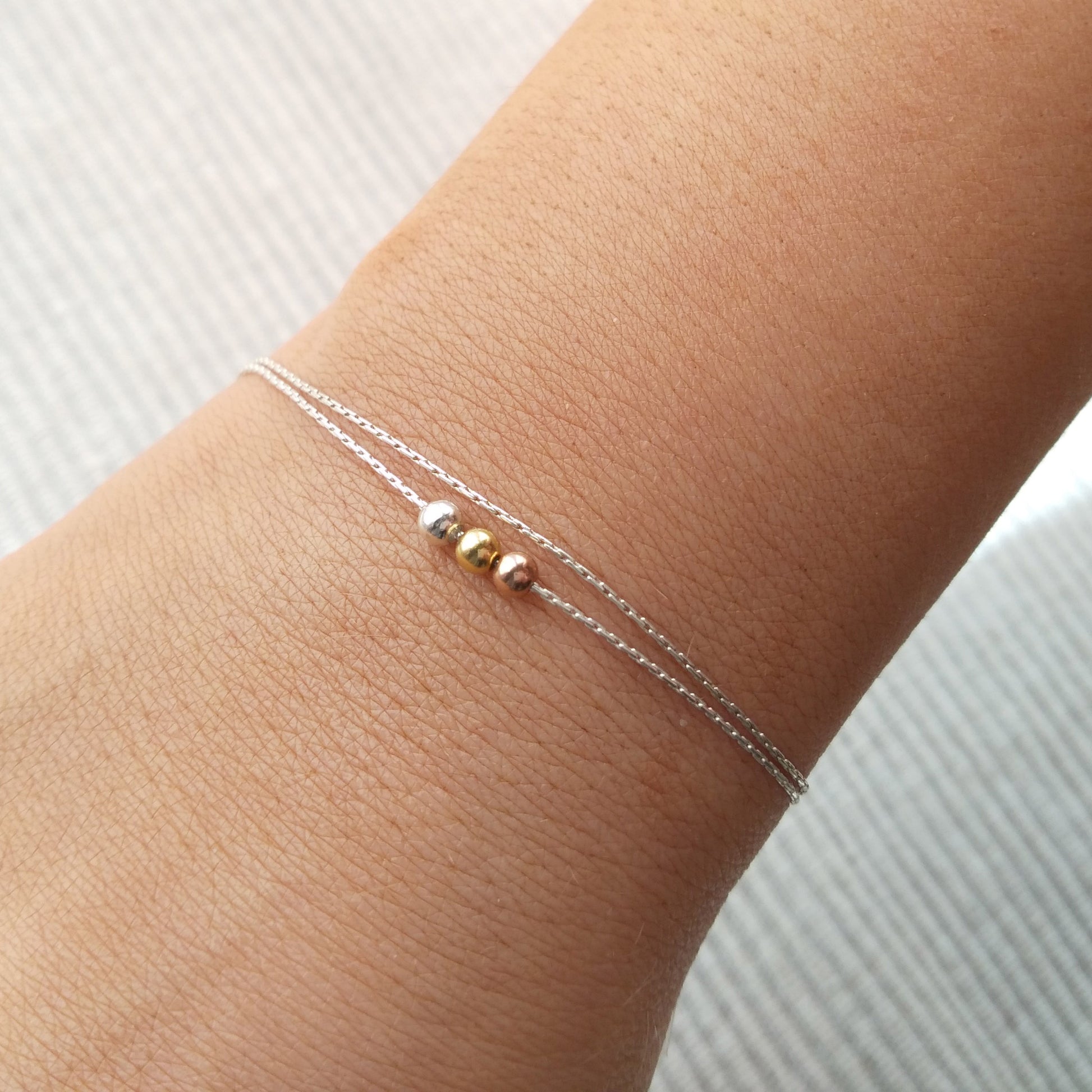 Bracelet en argent perlé trois en couches - Nicte