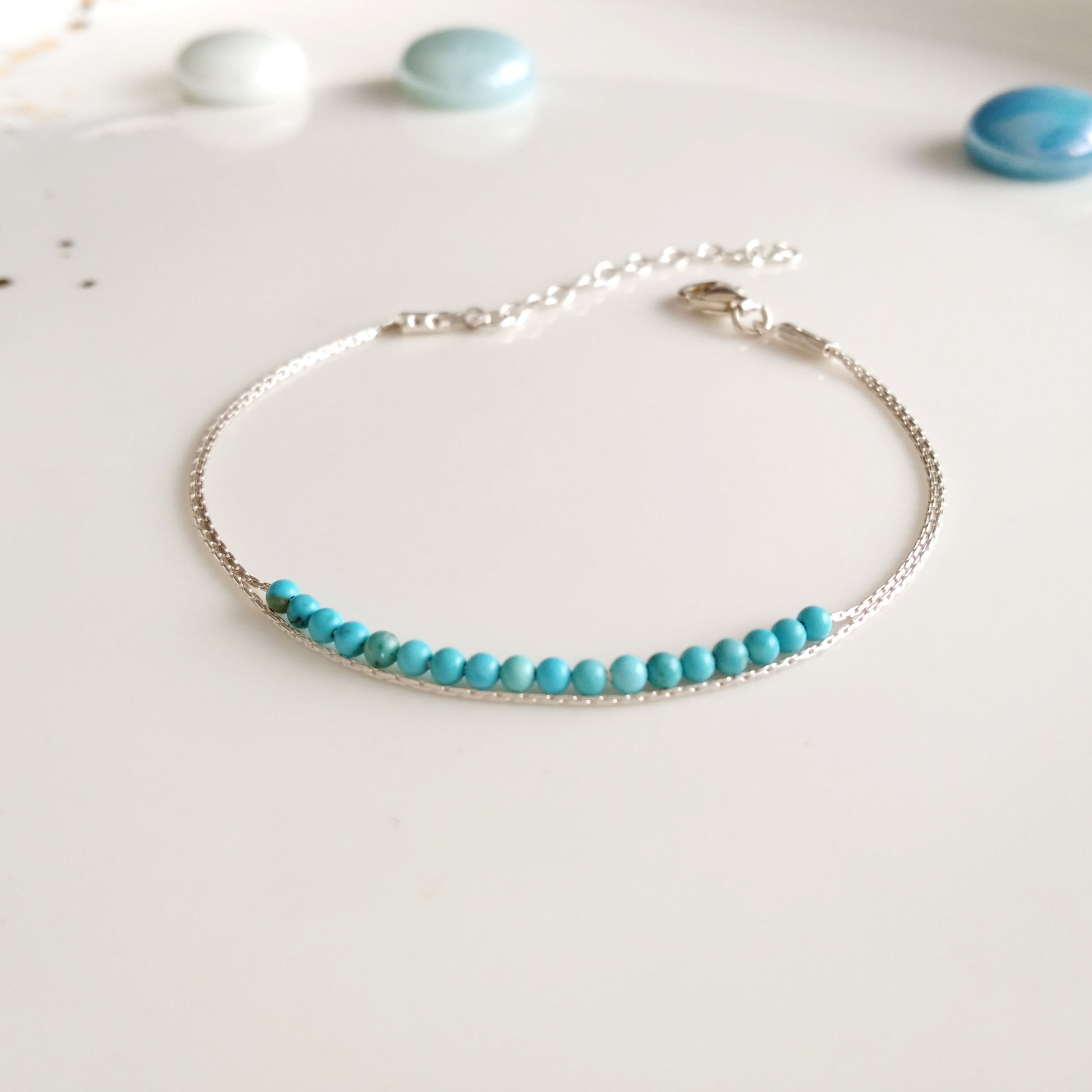 Bracelet en argent sterling turquoise 925 - Nicte