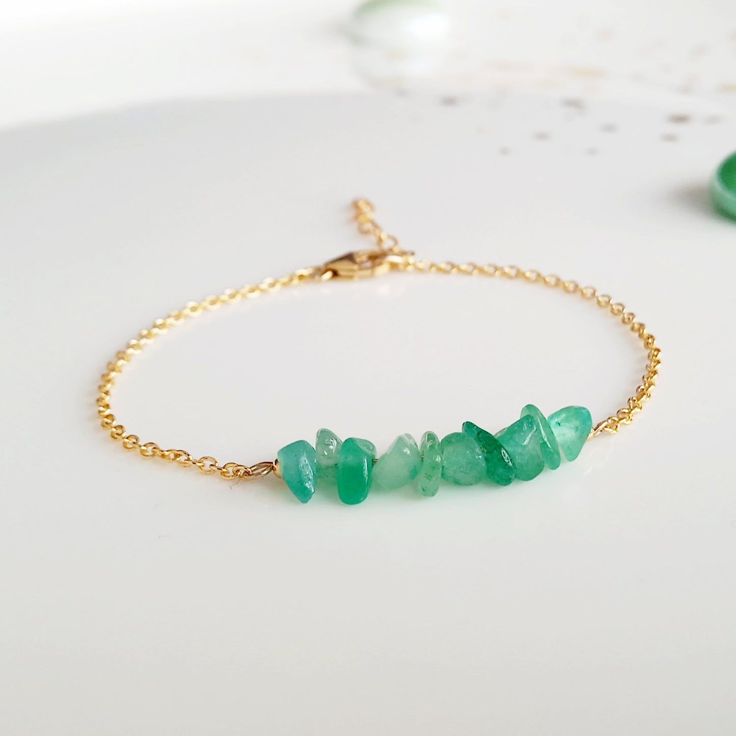 Bracelet en aventurine verte brute et or - Nicte