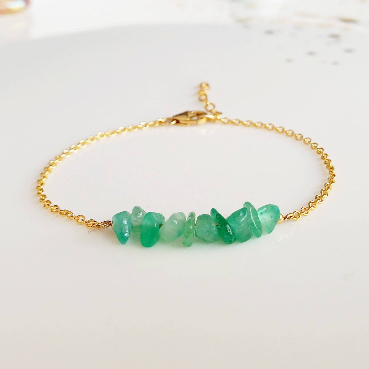 Bracelet en aventurine verte brute et or - Nicte