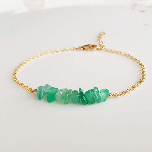 Bracelet en aventurine verte brute et or - Nicte