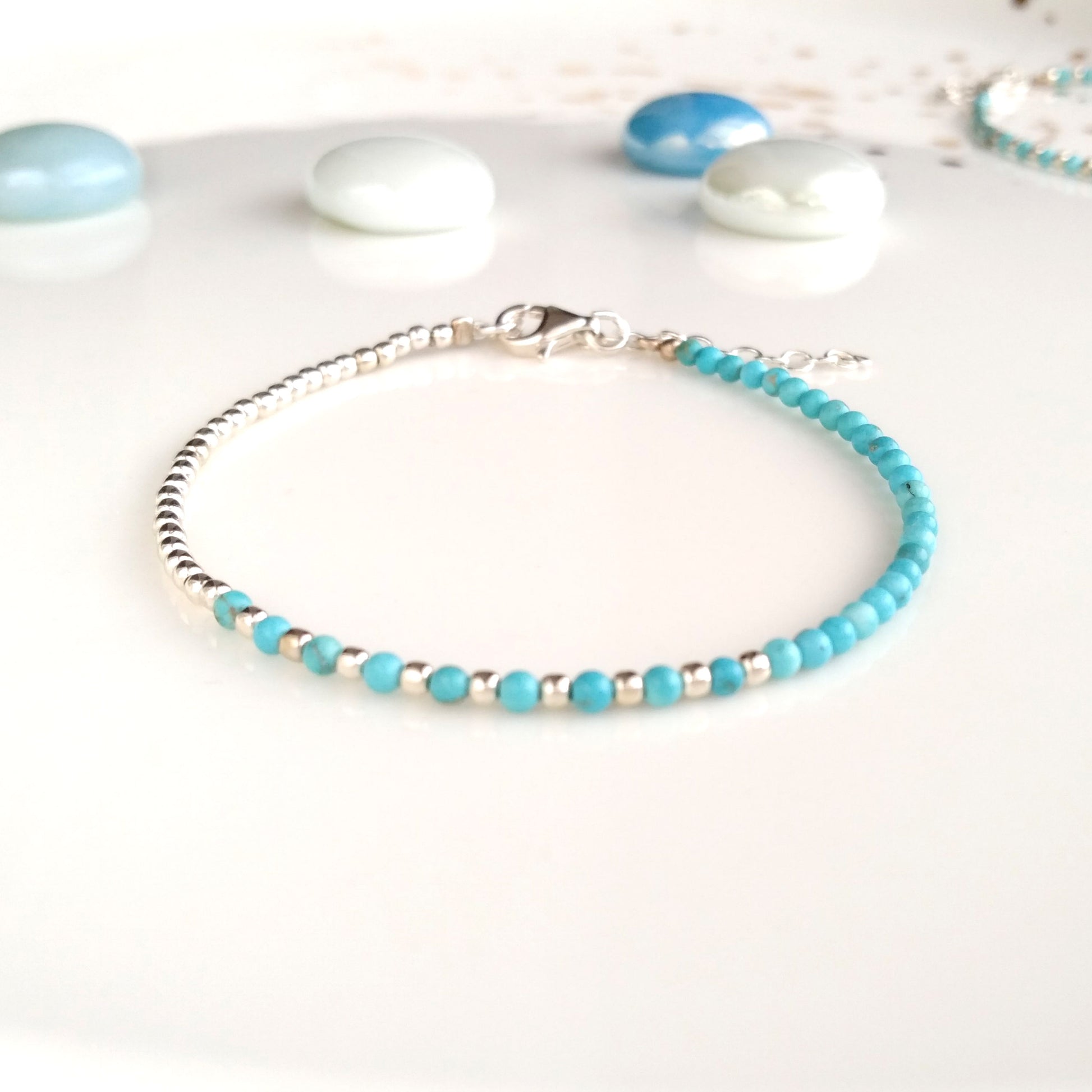 Bracelet en couches turquoise argenté pour femmes - Nicte