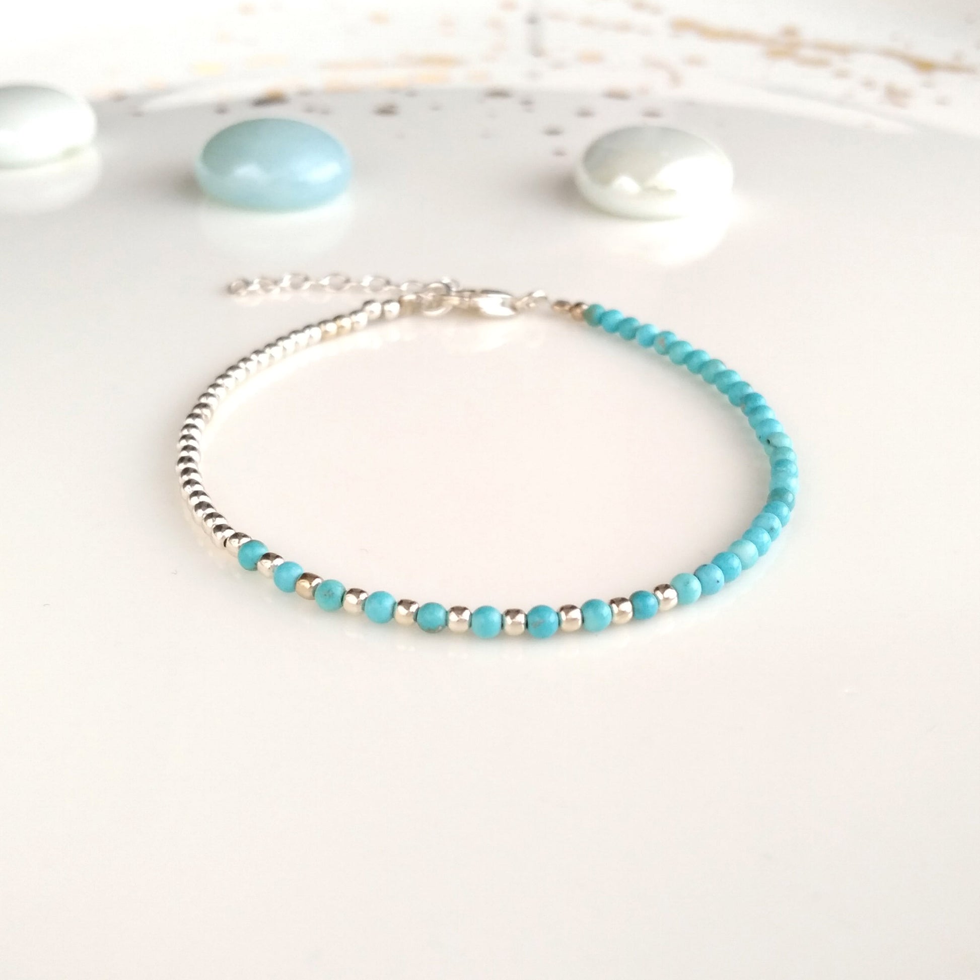 Bracelet en couches turquoise argenté pour femmes - Nicte