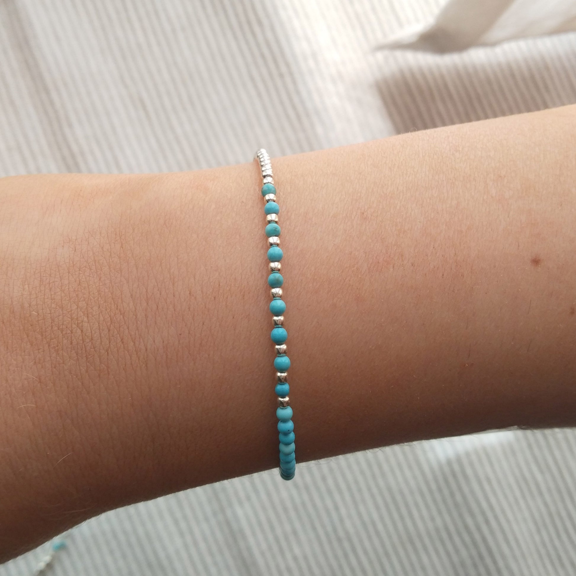 Bracelet en couches turquoise argenté pour femmes - Nicte