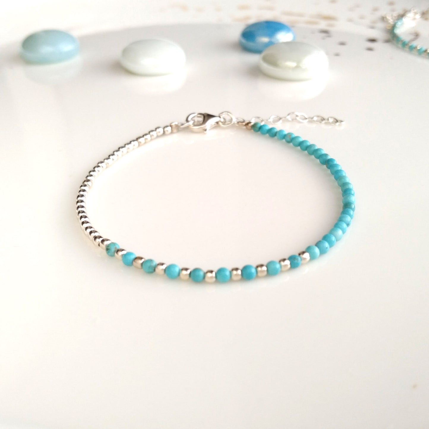 Bracelet en couches turquoise argenté pour femmes - Nicte