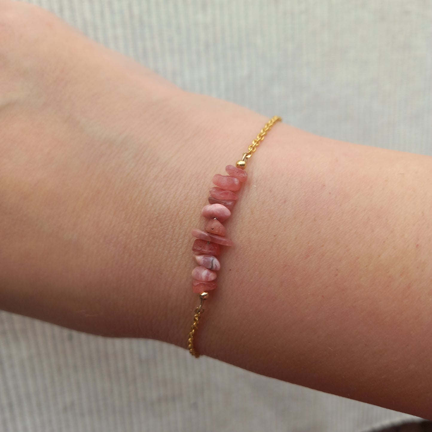 Bracelet en or brut de rhodochrosite - Nicte