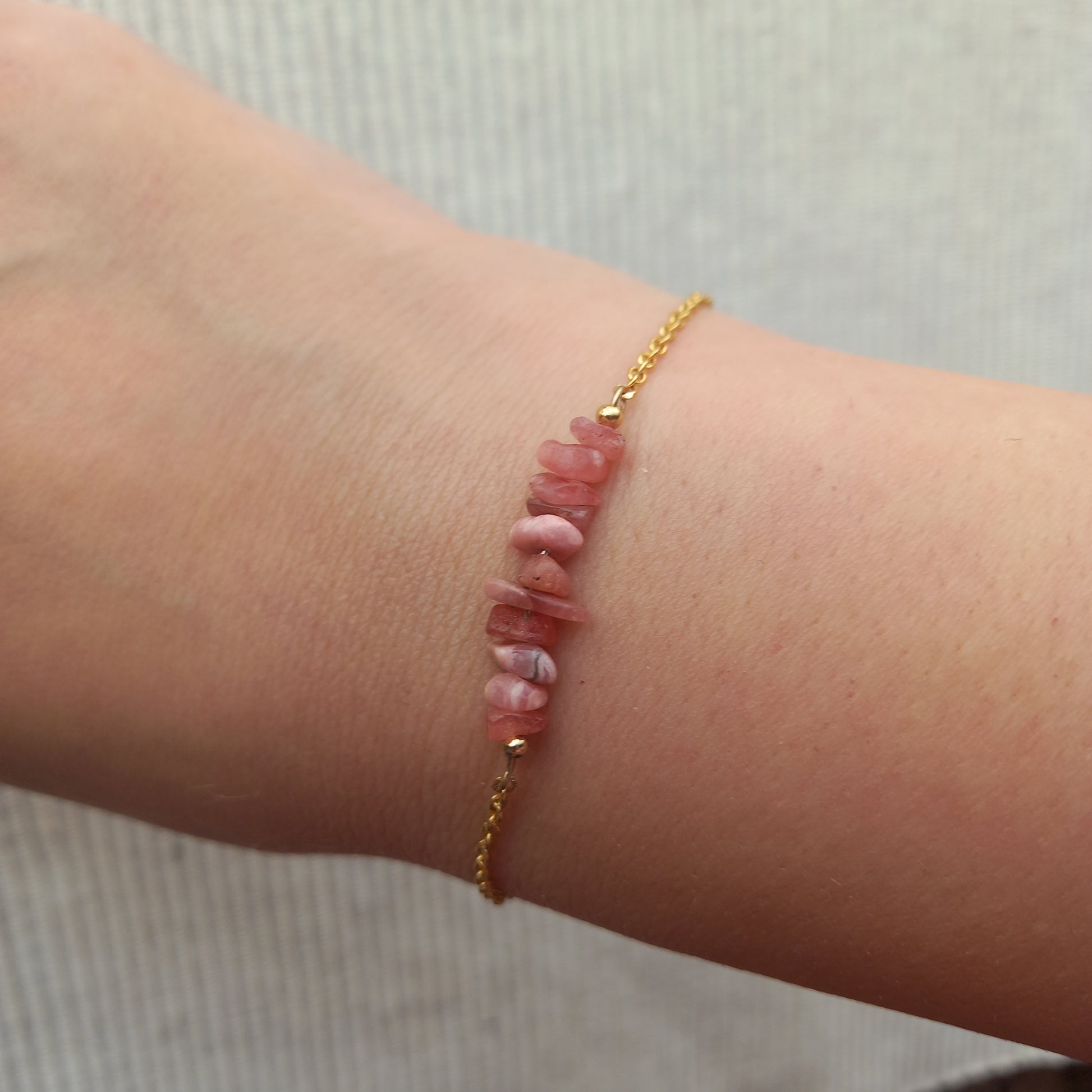 Bracelet en or brut de rhodochrosite - Nicte