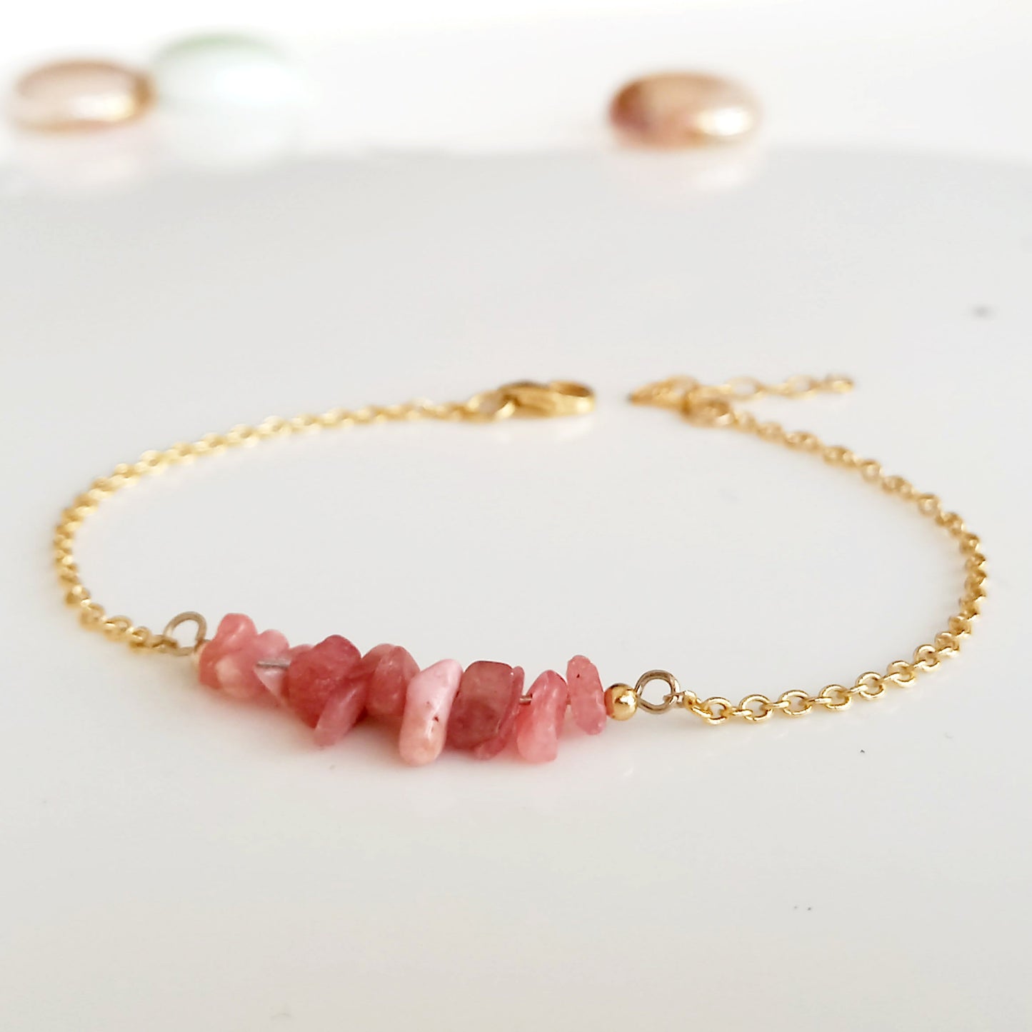 Bracelet en or brut de rhodochrosite - Nicte