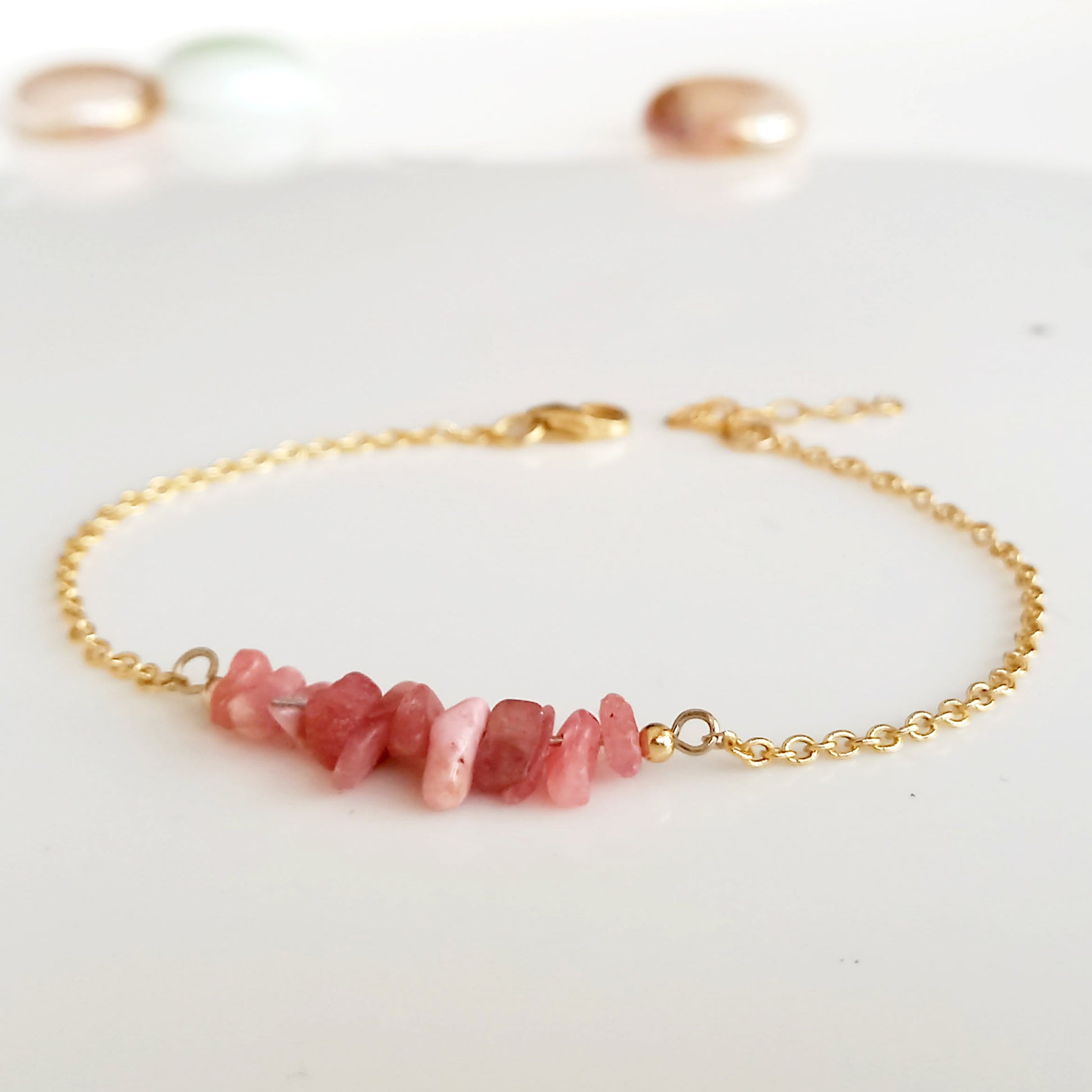 Bracelet en or brut de rhodochrosite - Nicte