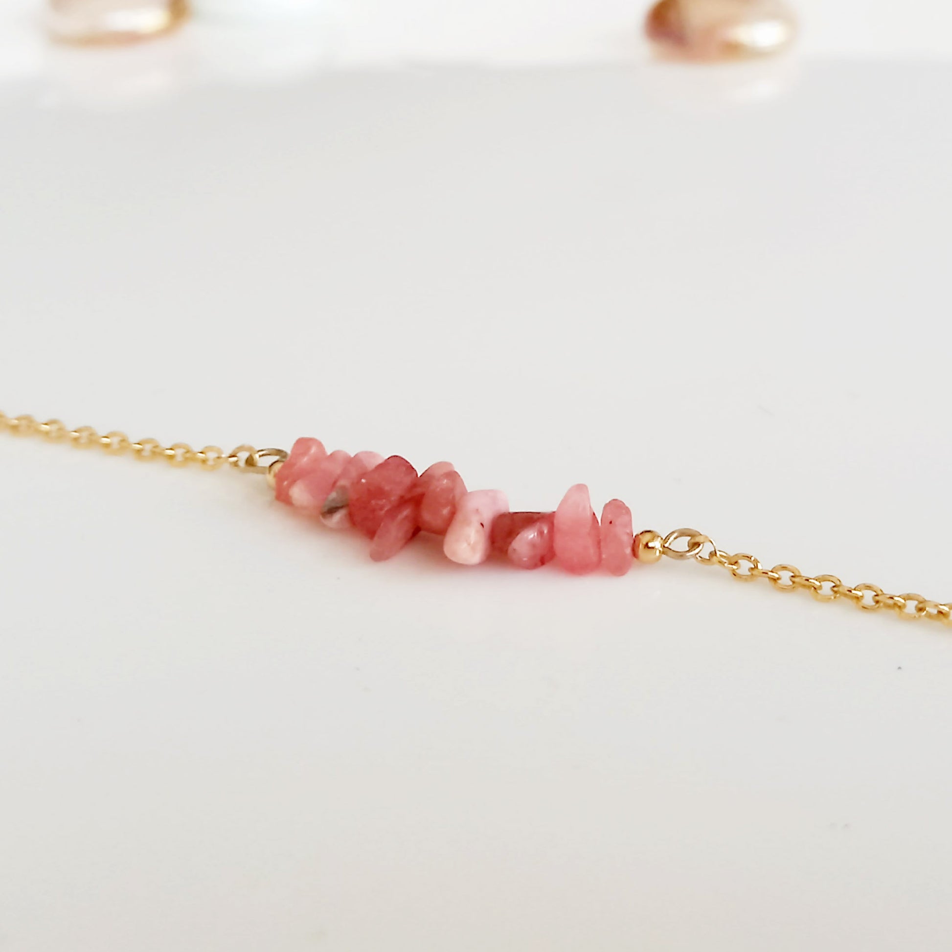 Bracelet en or brut de rhodochrosite - Nicte